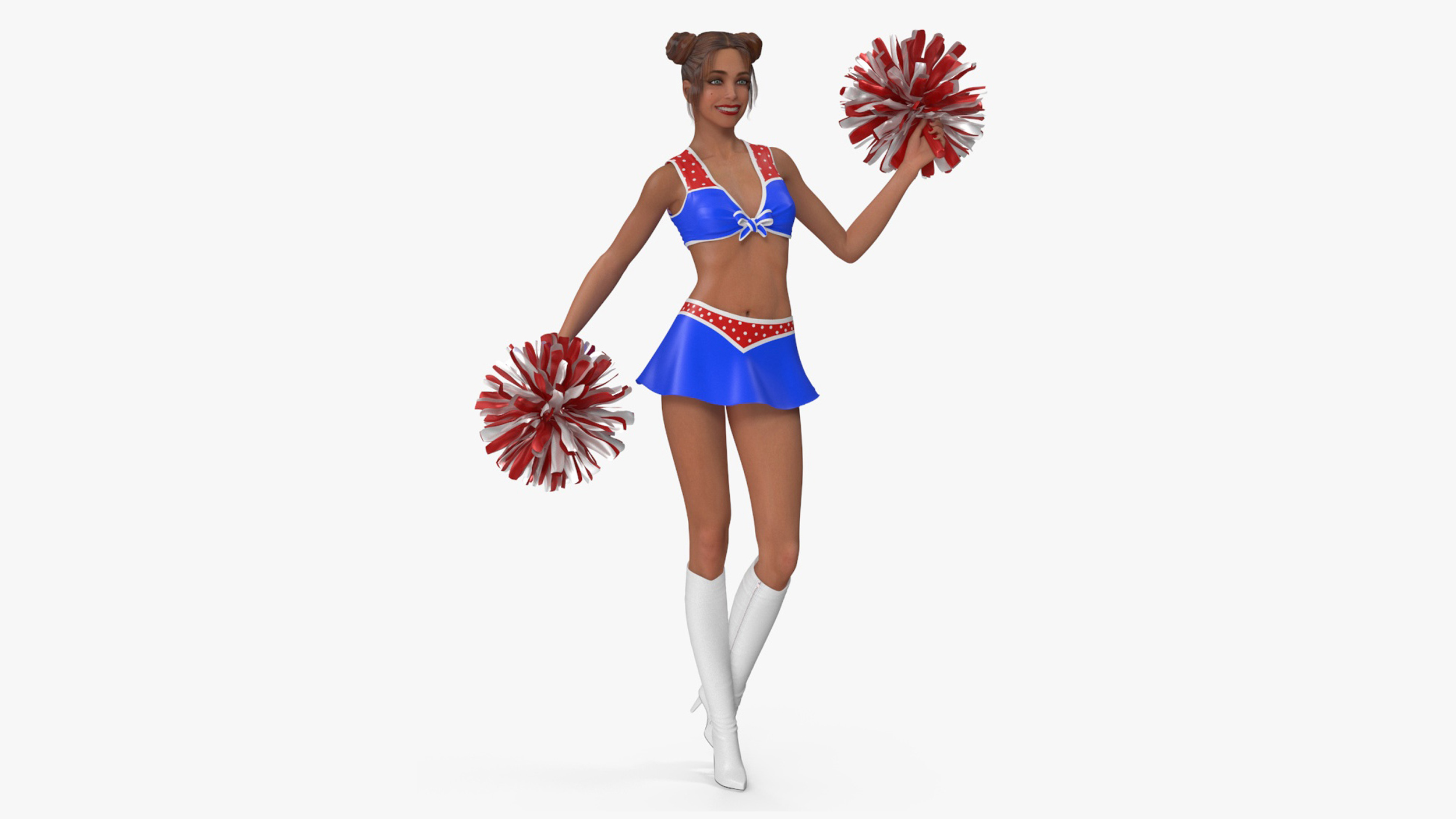 3D model European Woman Dancer with Pompoms Rigged for Maya