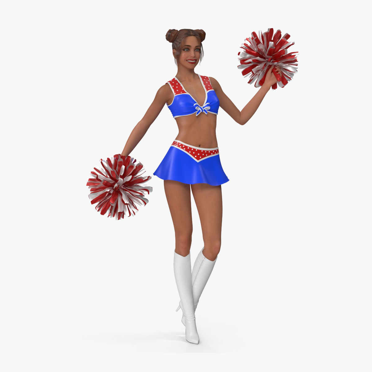 3D model European Woman Dancer with Pompoms Rigged for Maya