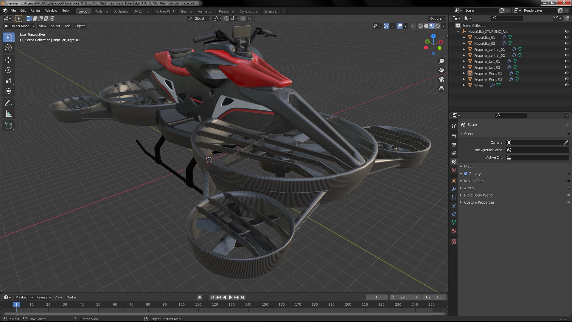 Hoverbike XTURISMO Red 3D