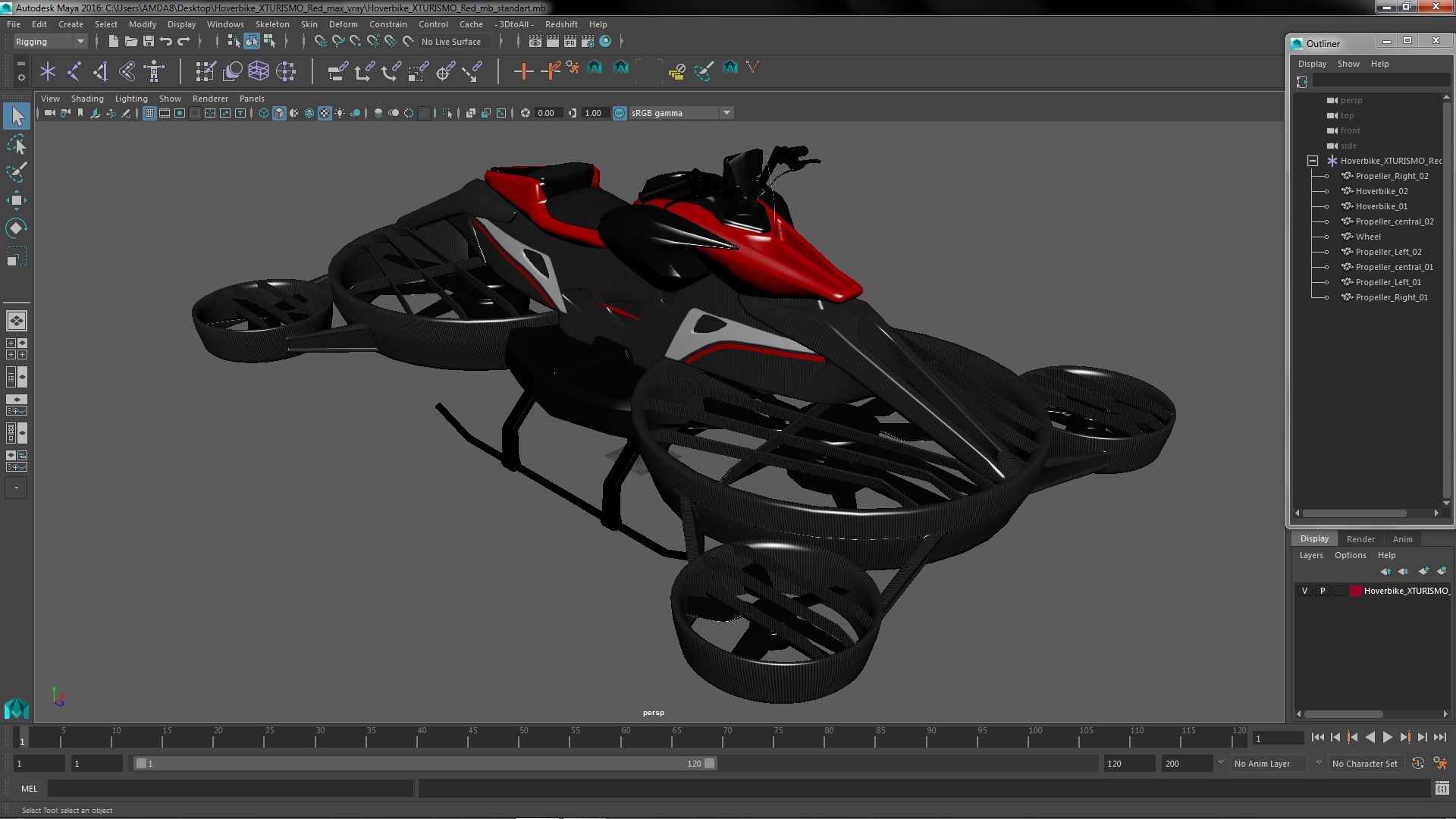 Hoverbike XTURISMO Red 3D
