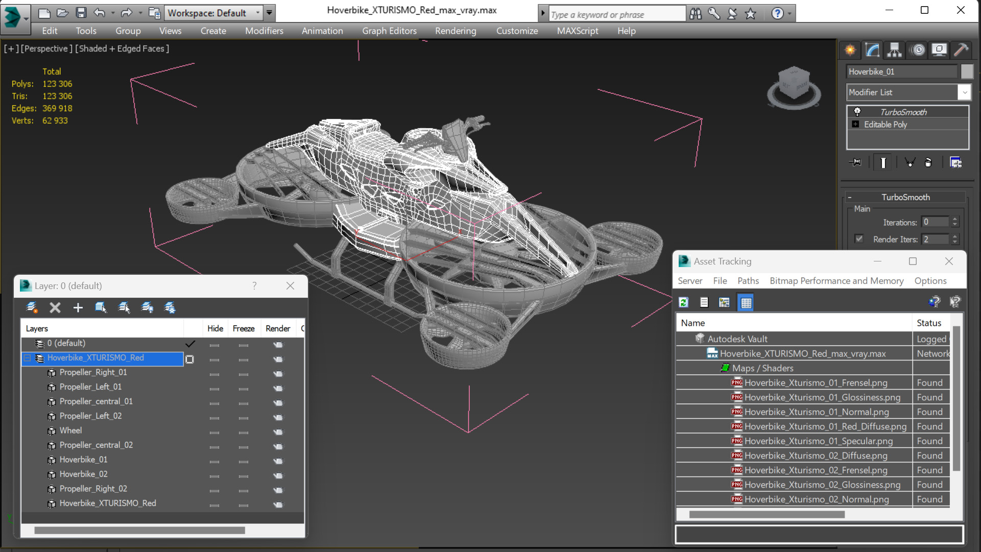 Hoverbike XTURISMO Red 3D