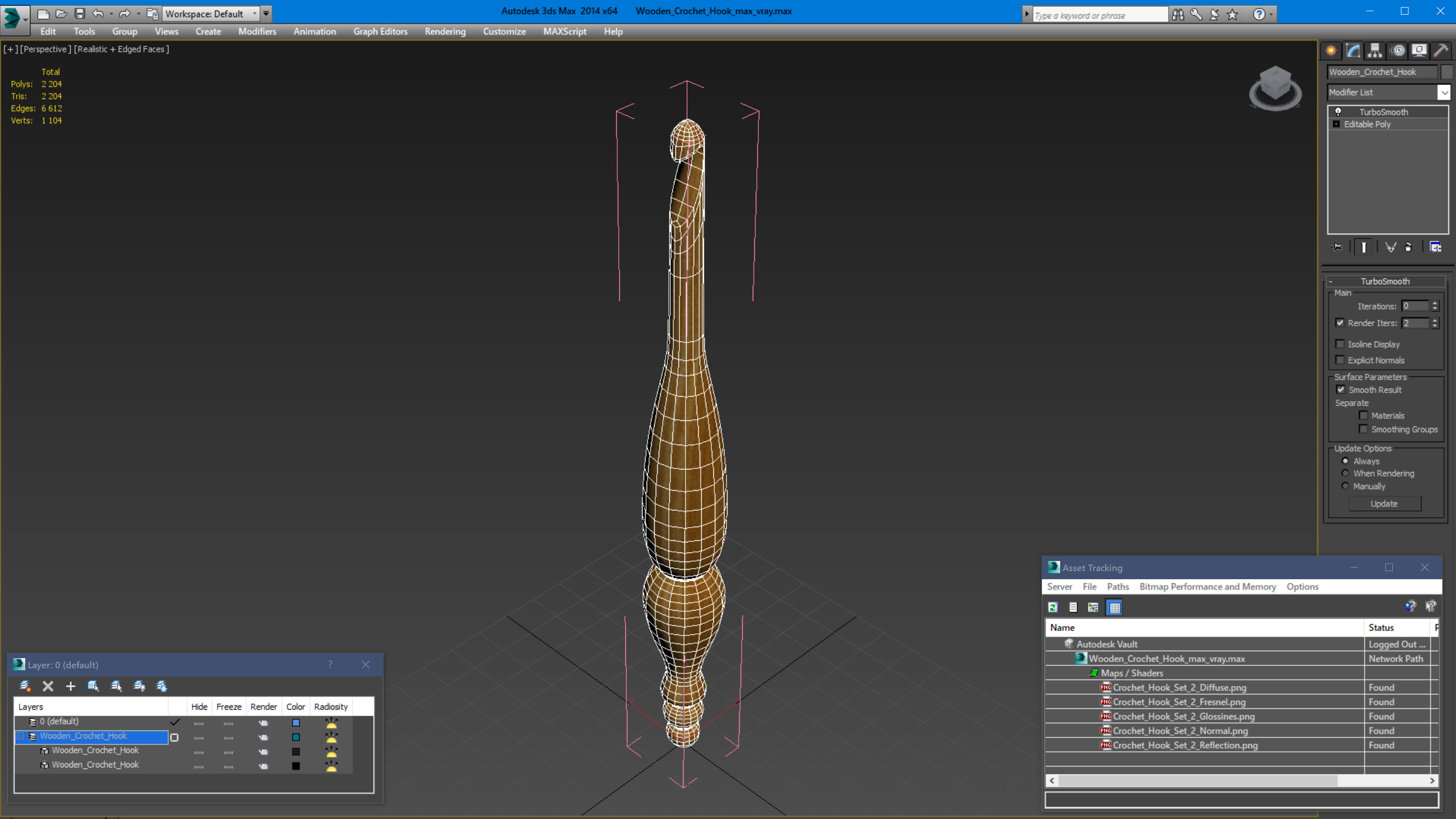 Wooden Crochet Hook 3D model