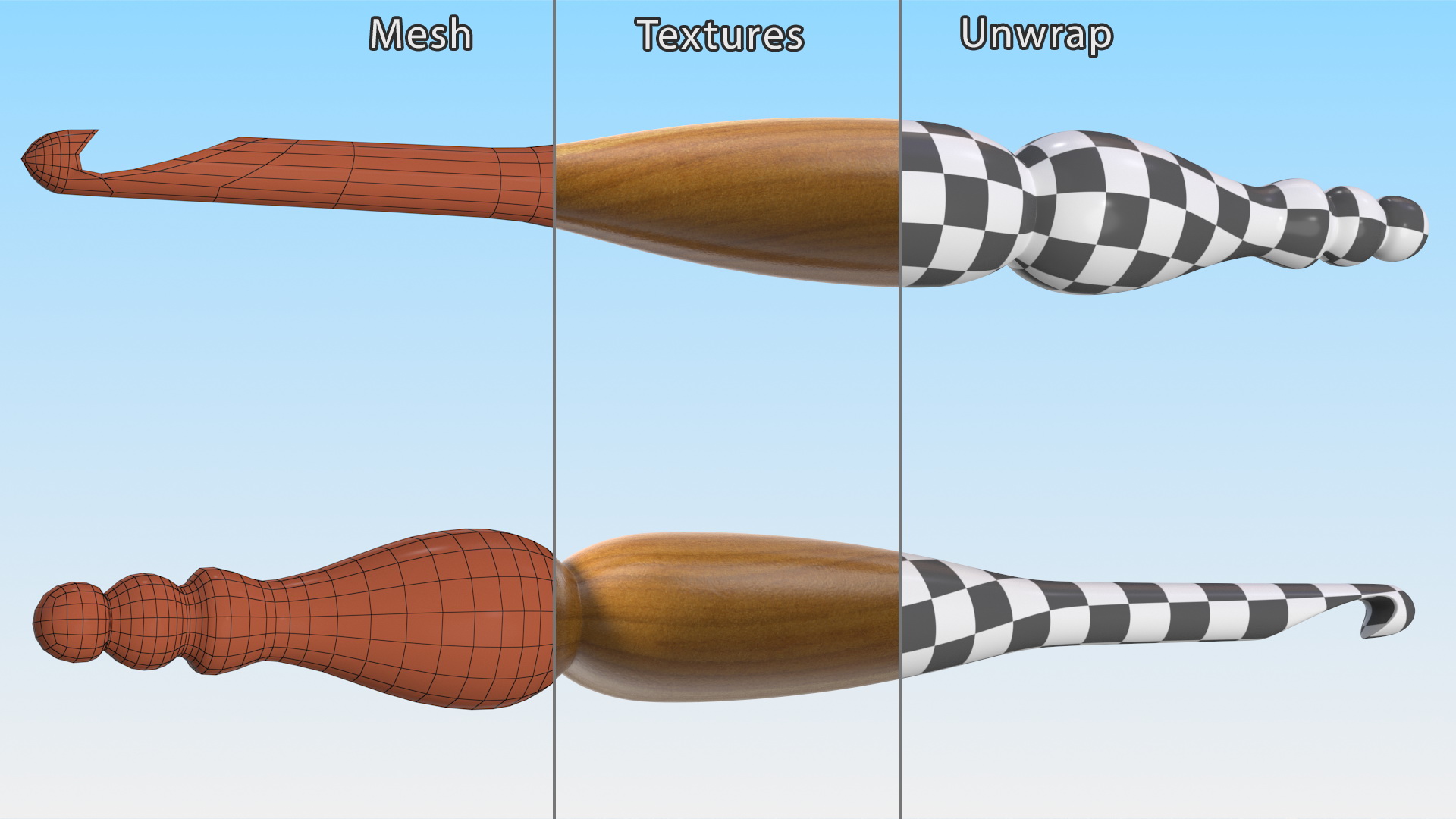 Wooden Crochet Hook 3D model
