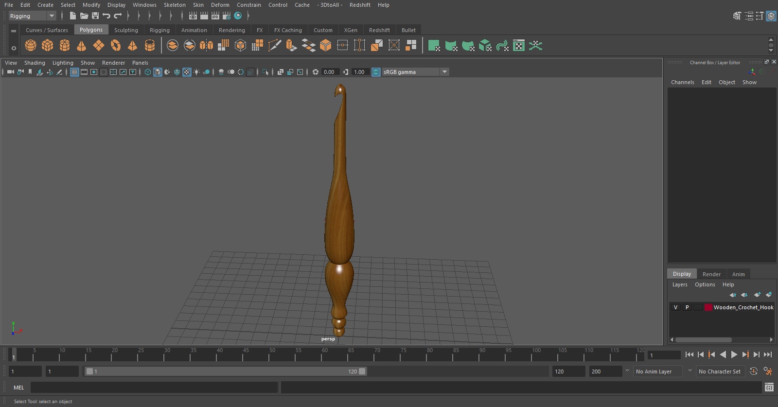Wooden Crochet Hook 3D model