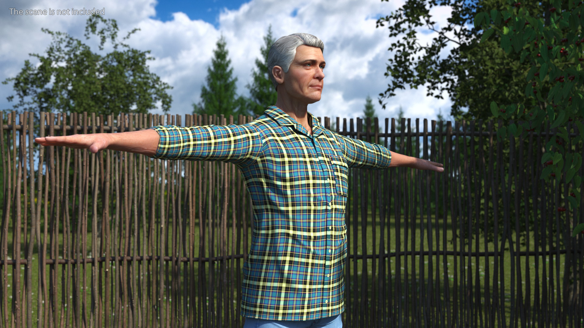 Elderly Man in Rubber Boots 3D