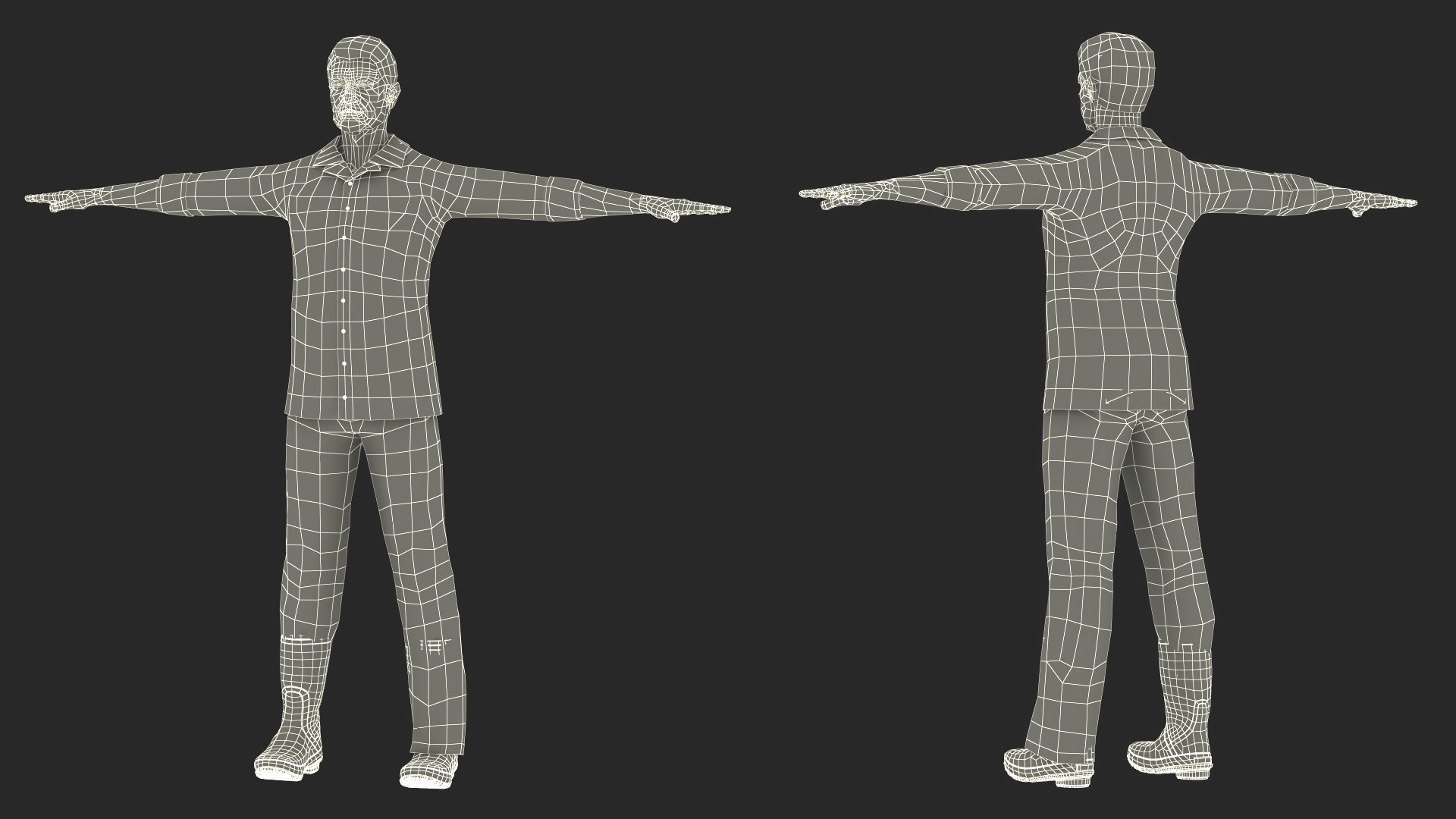 Elderly Man in Rubber Boots 3D