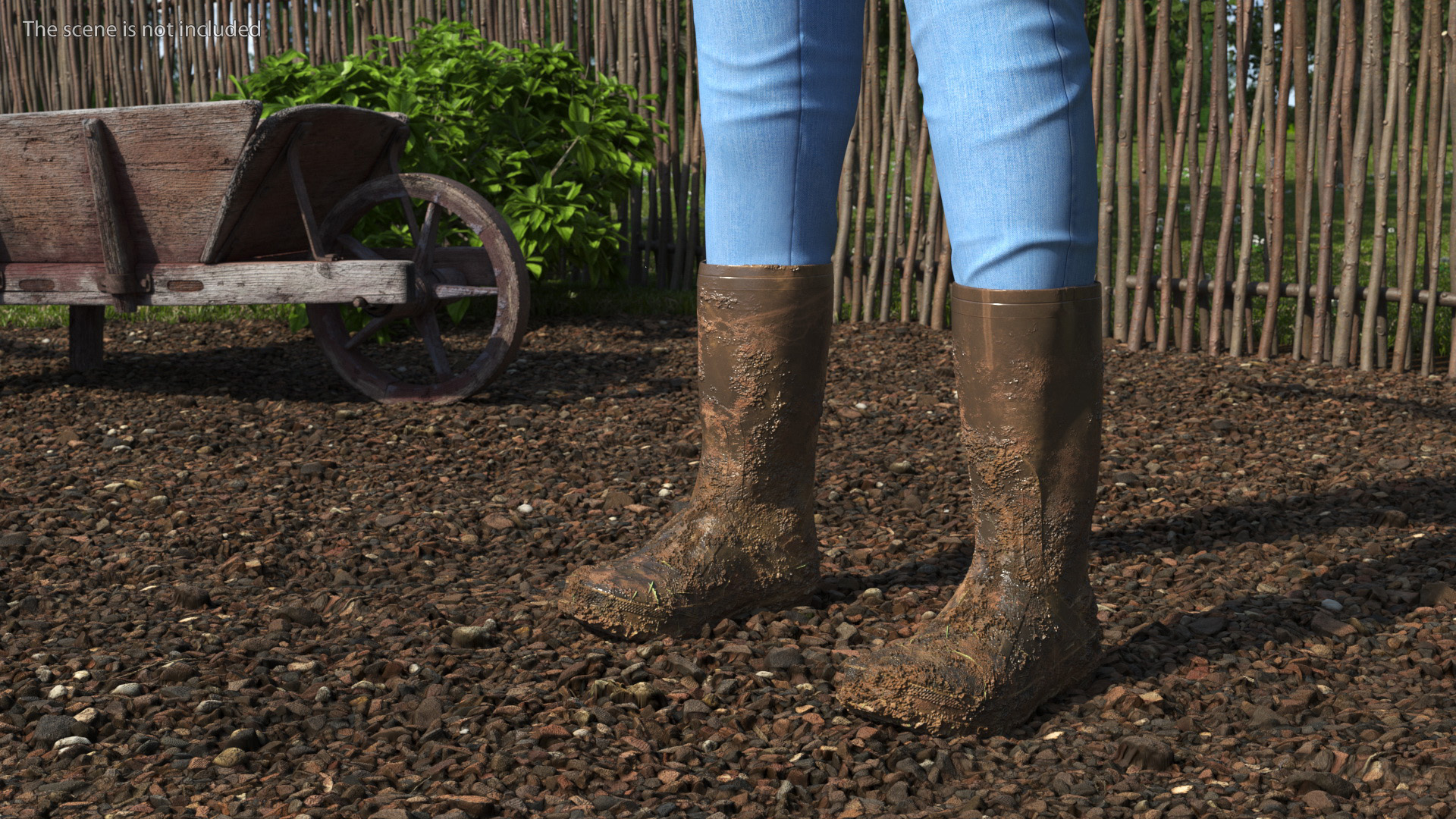 Elderly Man in Rubber Boots 3D