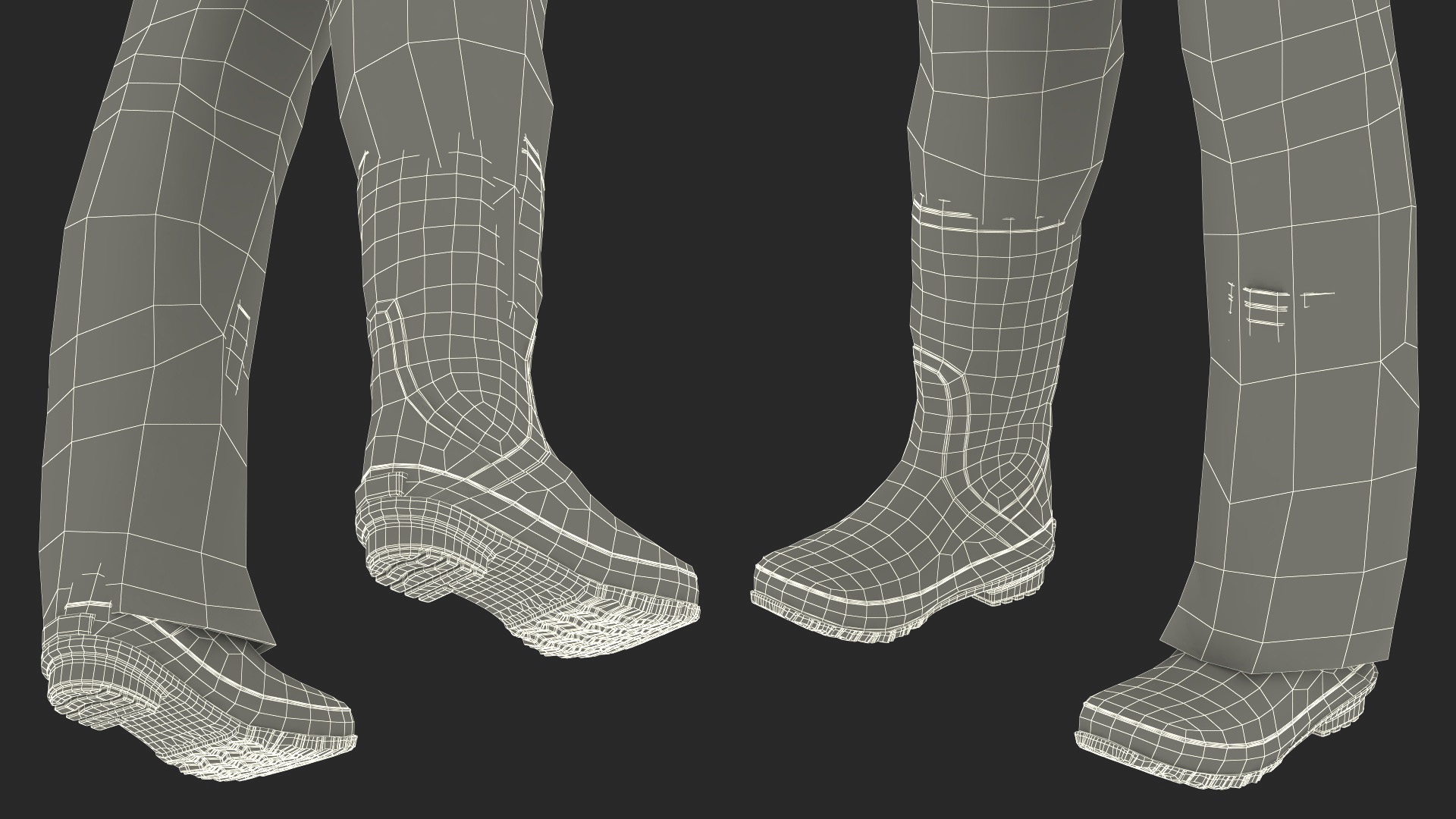Elderly Man in Rubber Boots 3D