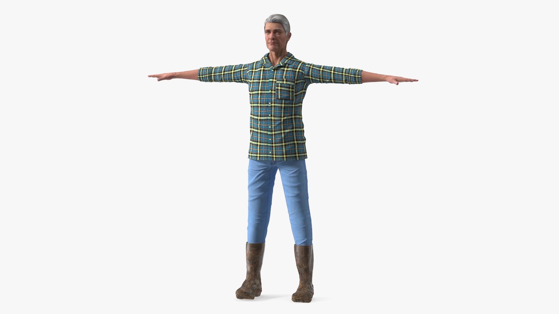 Elderly Man in Rubber Boots 3D