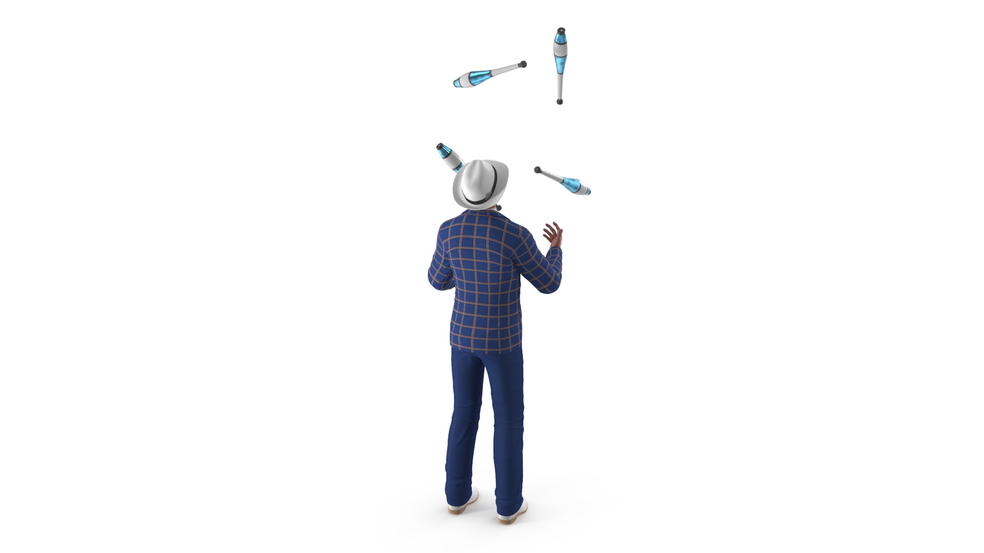 3D Man Juggling Delphin Loop Clubs
