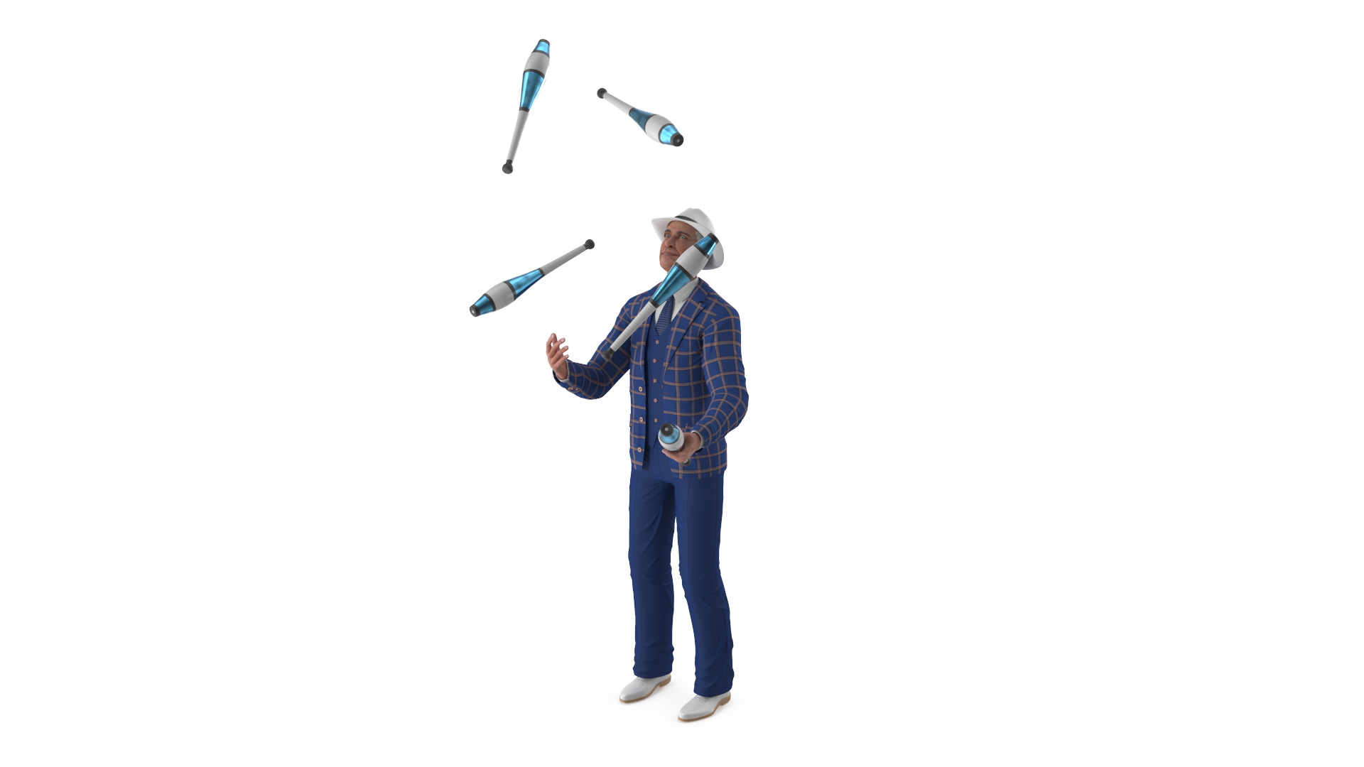 3D Man Juggling Delphin Loop Clubs