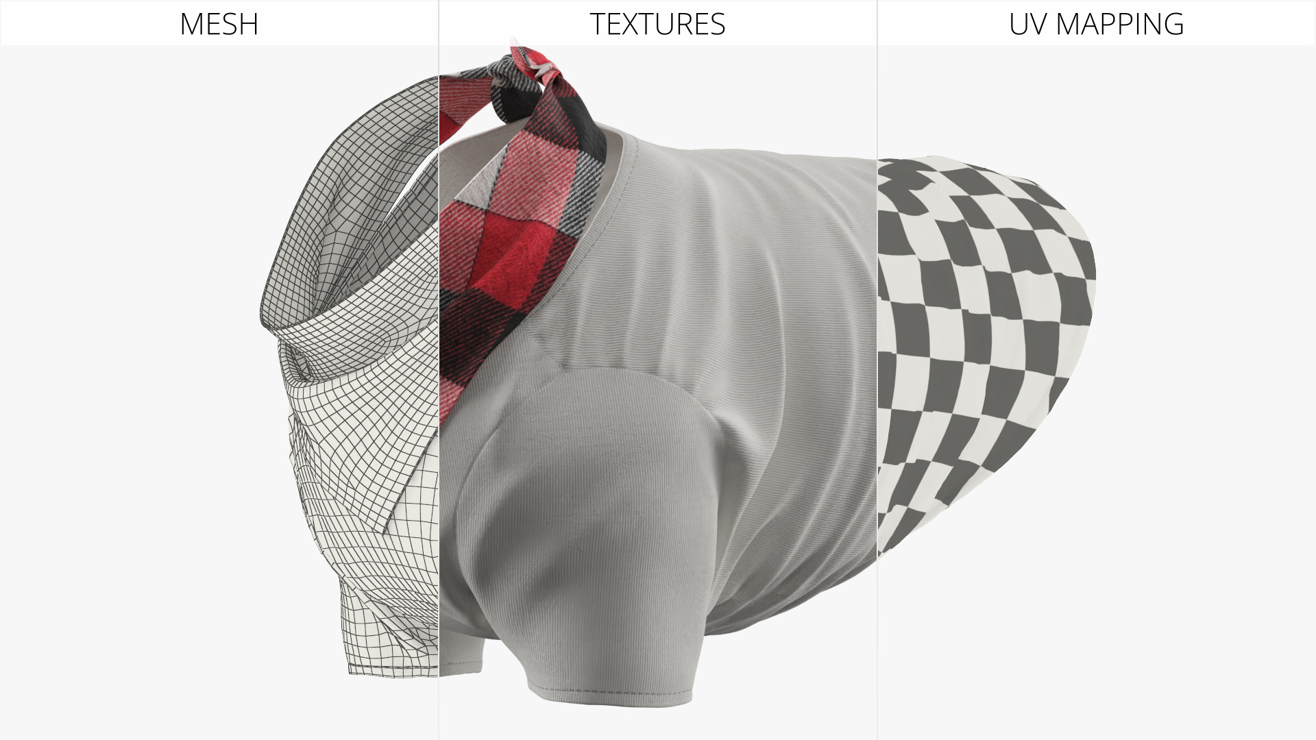 Dog Clothing Shirt with Plaid Bandana Red Black, view 6