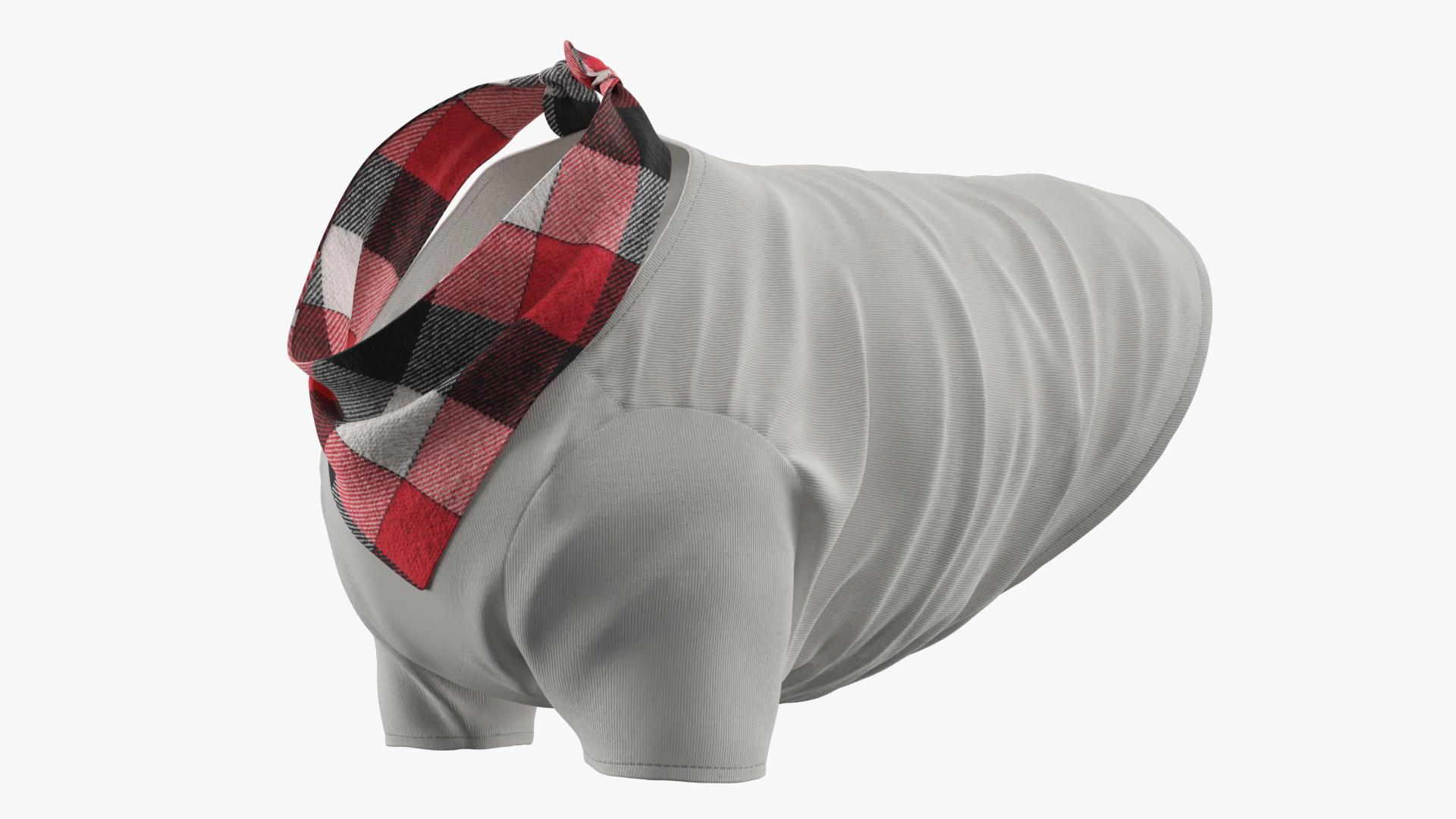 Dog Clothing Shirt with Plaid Bandana Red Black