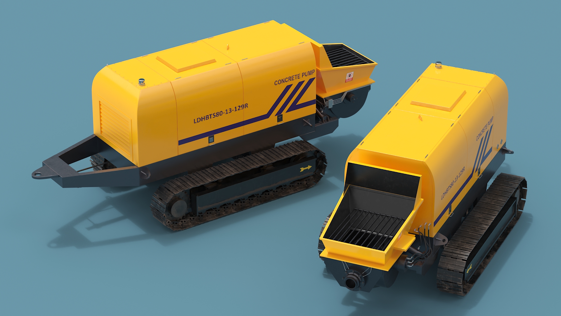 Portable Concrete Pump Model LDHBTS80 Rigged 3D model