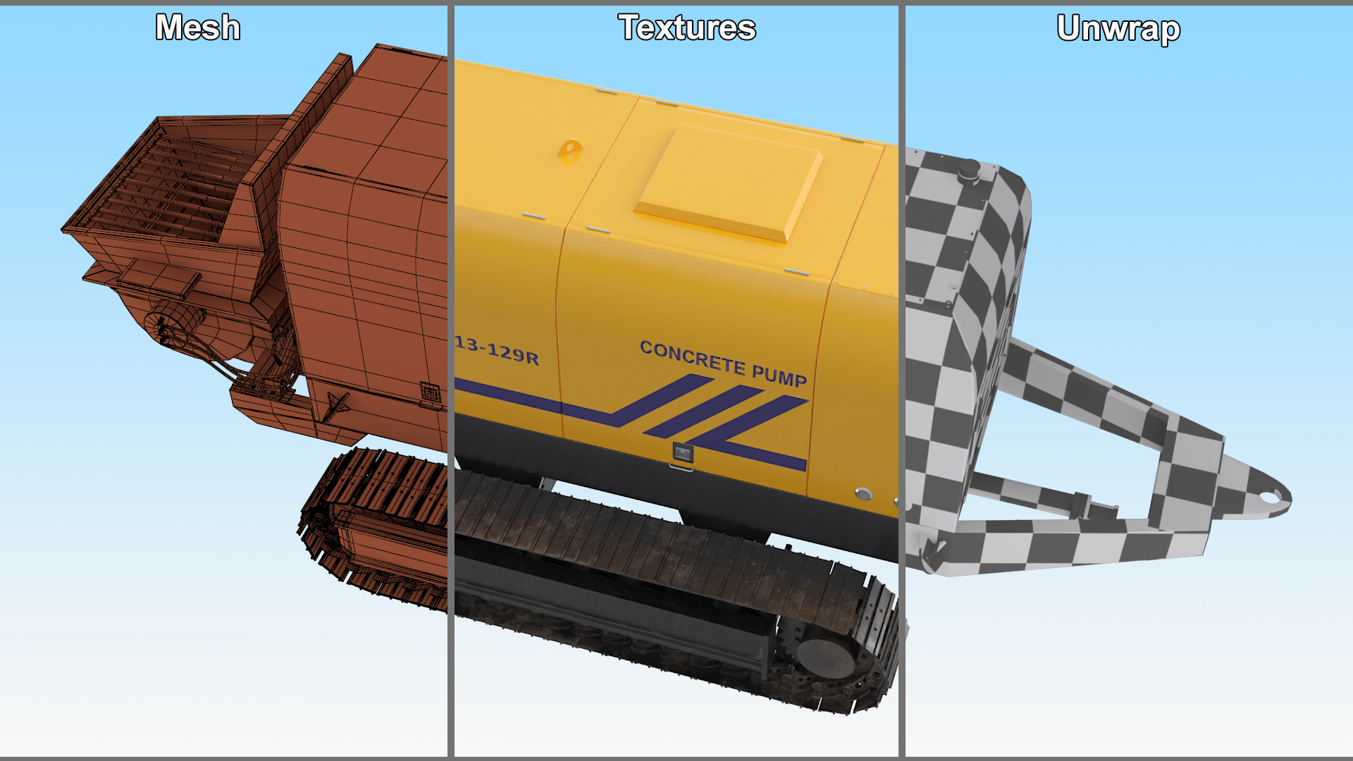 Portable Concrete Pump Model LDHBTS80 Rigged 3D model