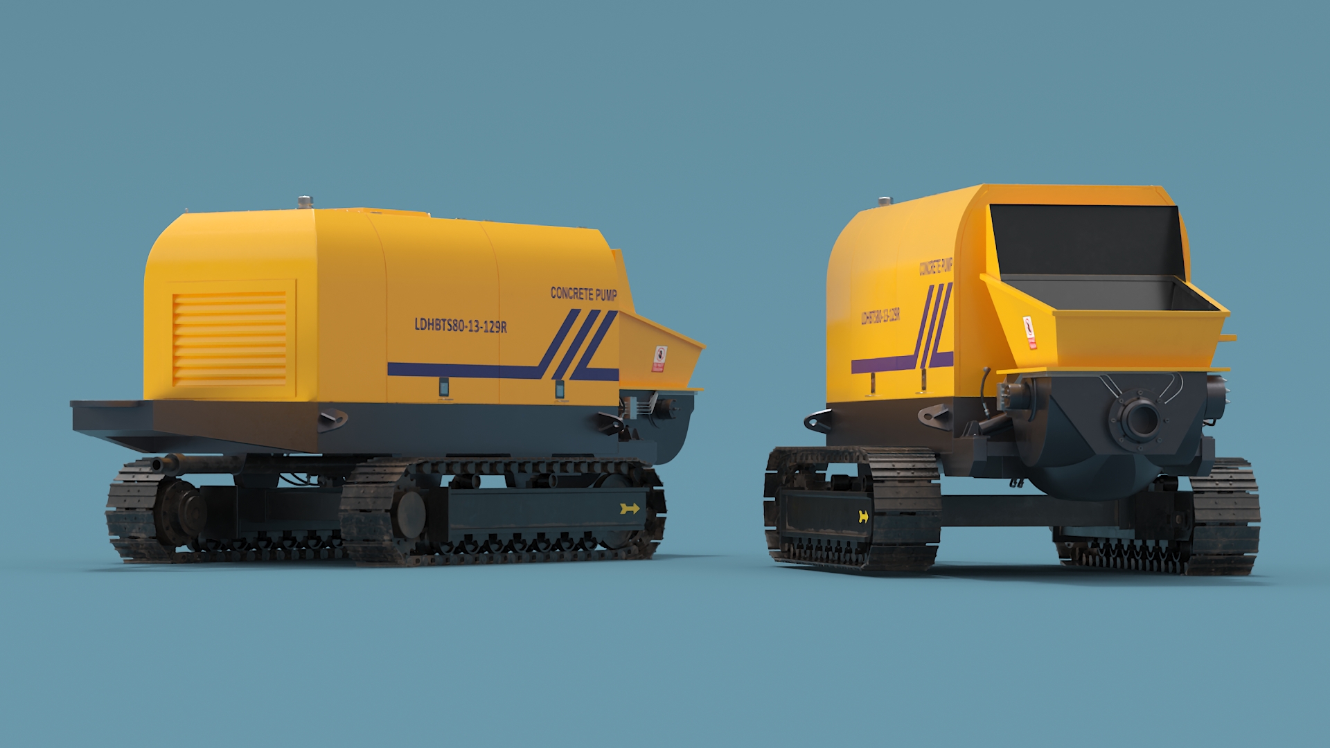 Portable Concrete Pump Model LDHBTS80 Rigged 3D model