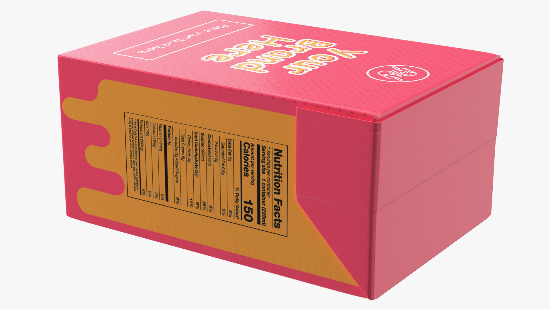 3D Rectangular Aseptic Carton Package Mockup Pink