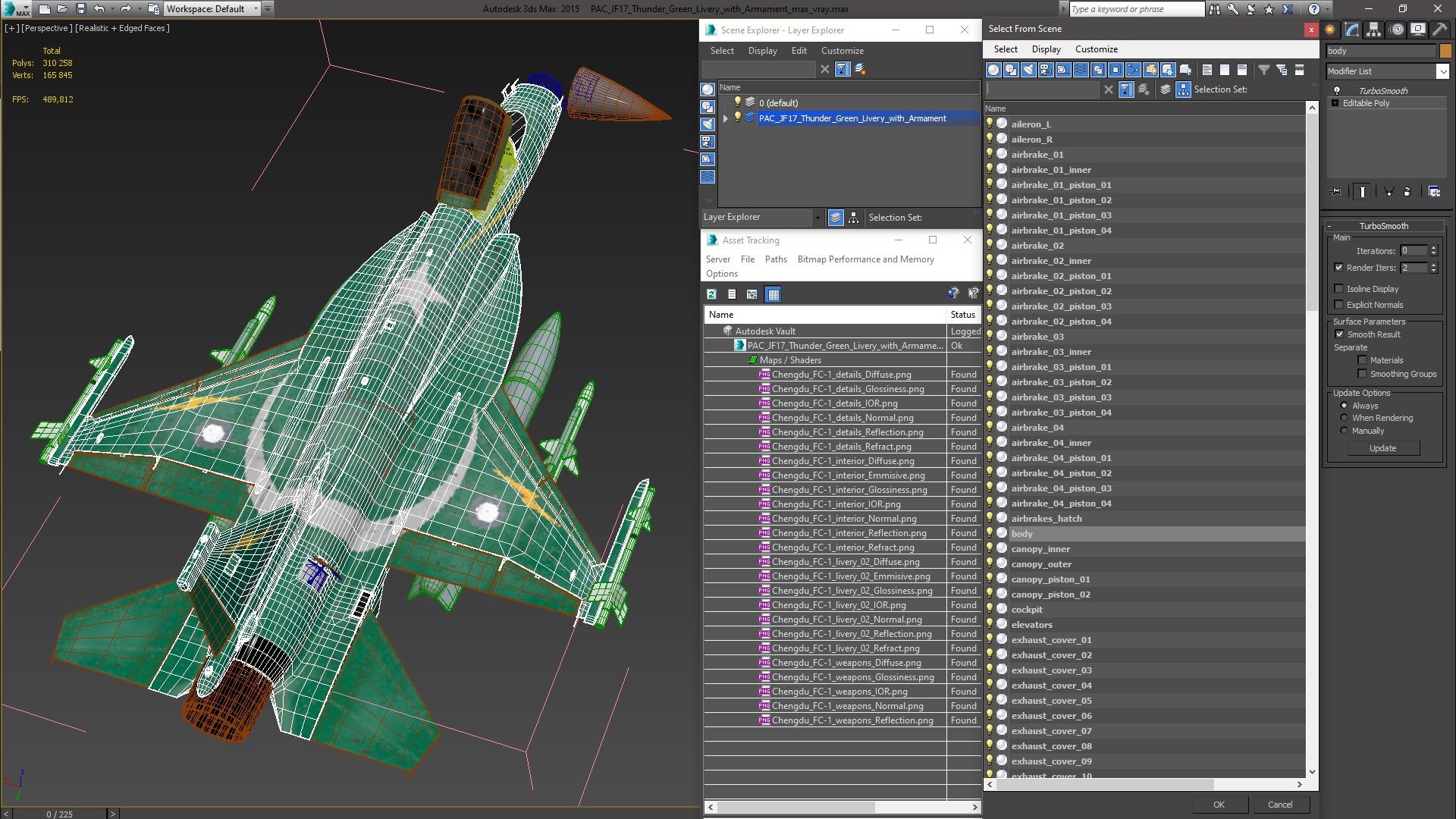 PAC JF-17 Thunder Green Livery with Armament 3D model