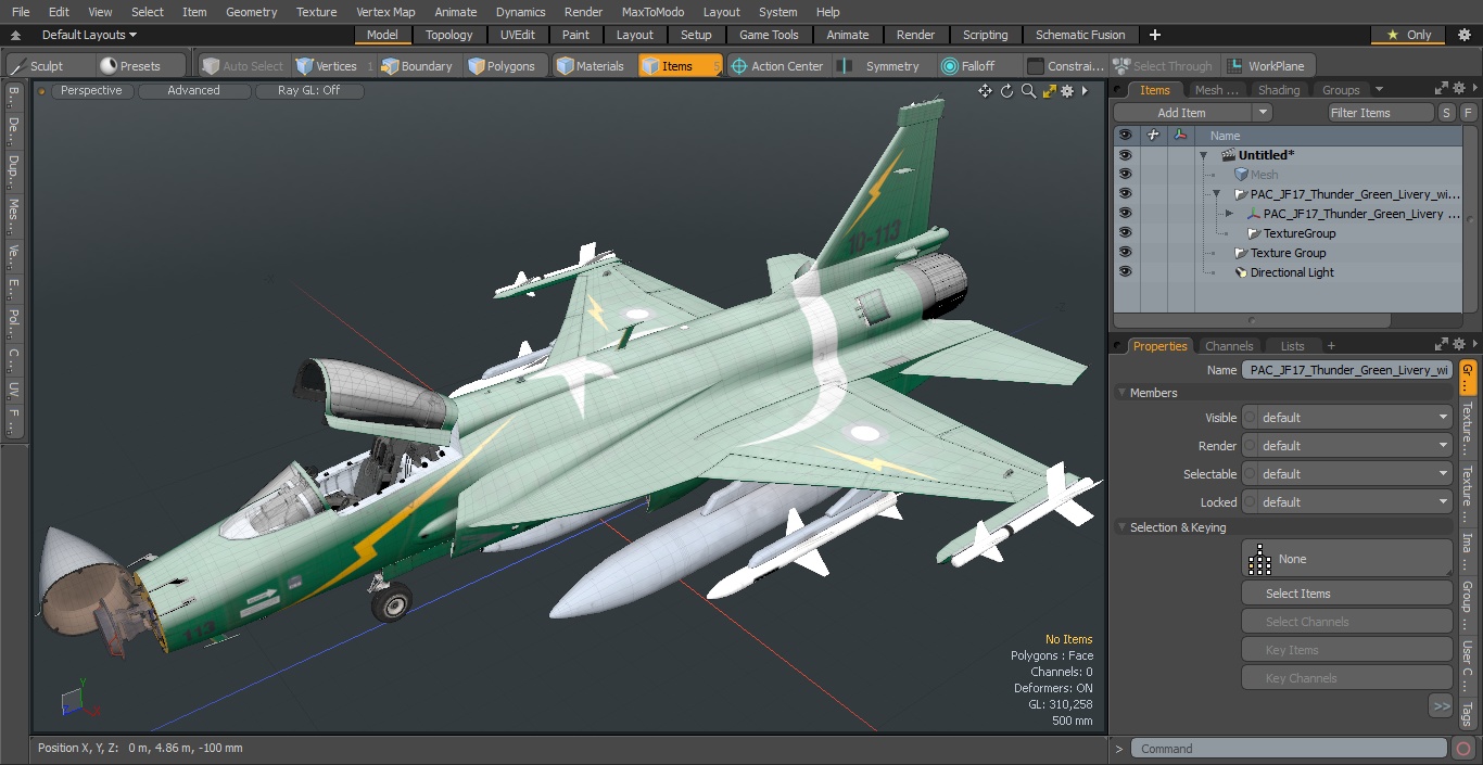 PAC JF-17 Thunder Green Livery with Armament 3D model