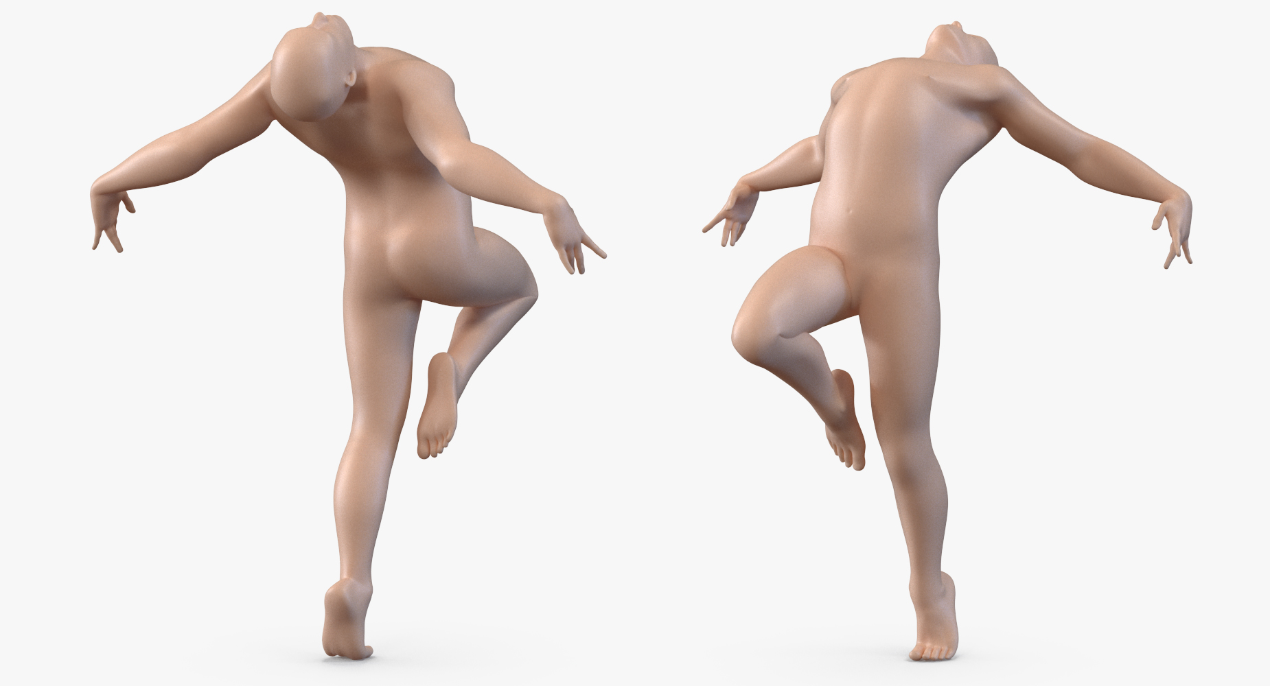 3D model Male Body with Skeleton Ballet Pose