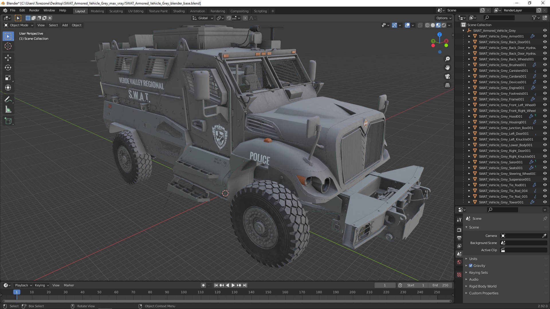 3D model SWAT Armored Vehicle Grey
