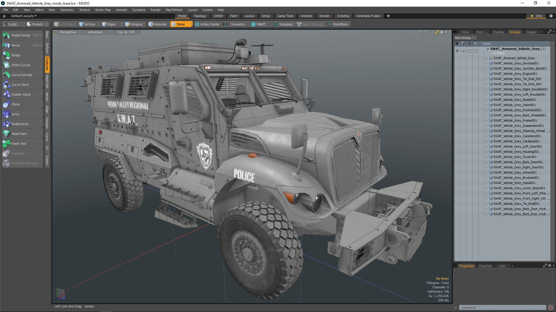 3D model SWAT Armored Vehicle Grey
