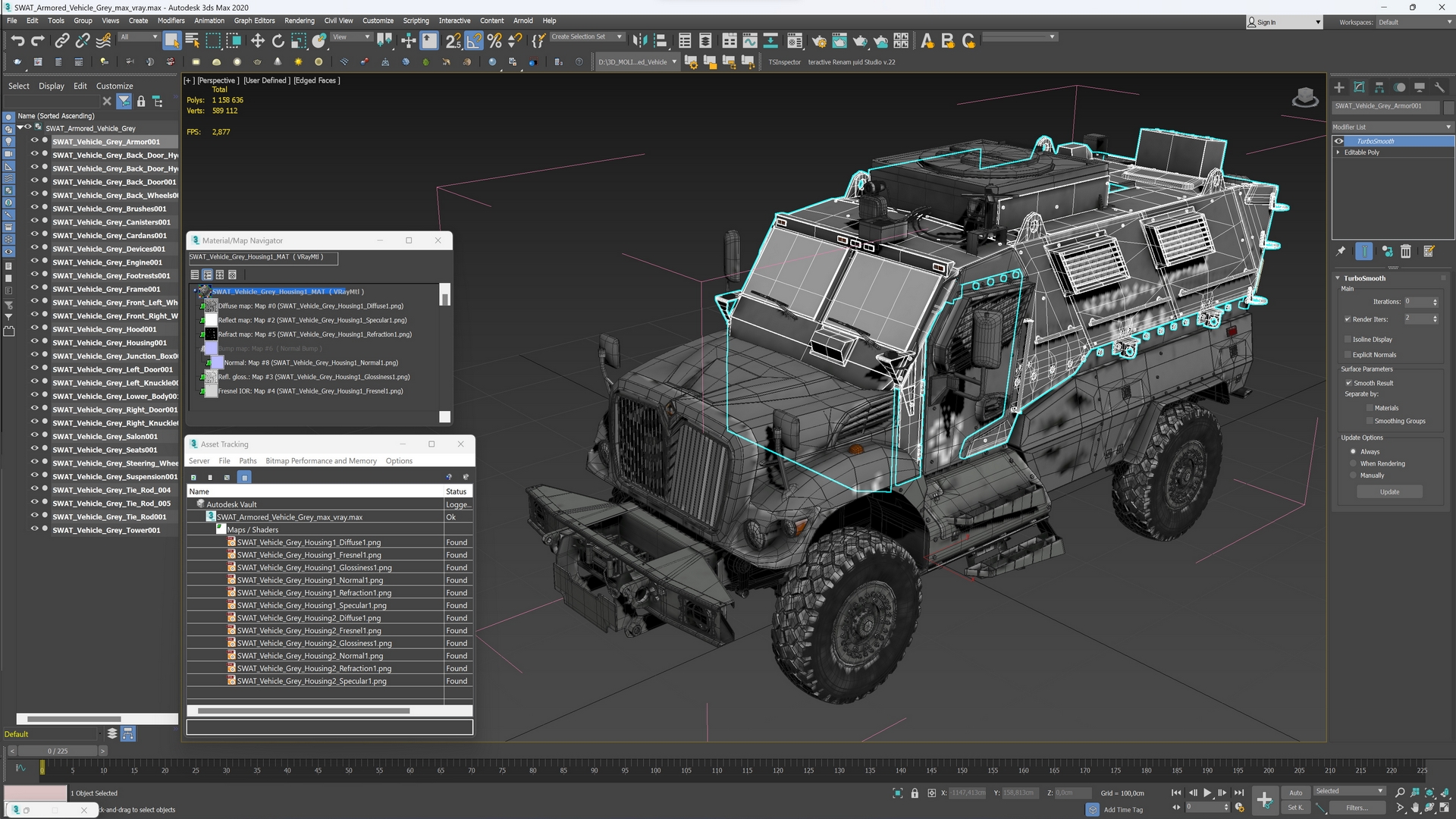 3D model SWAT Armored Vehicle Grey
