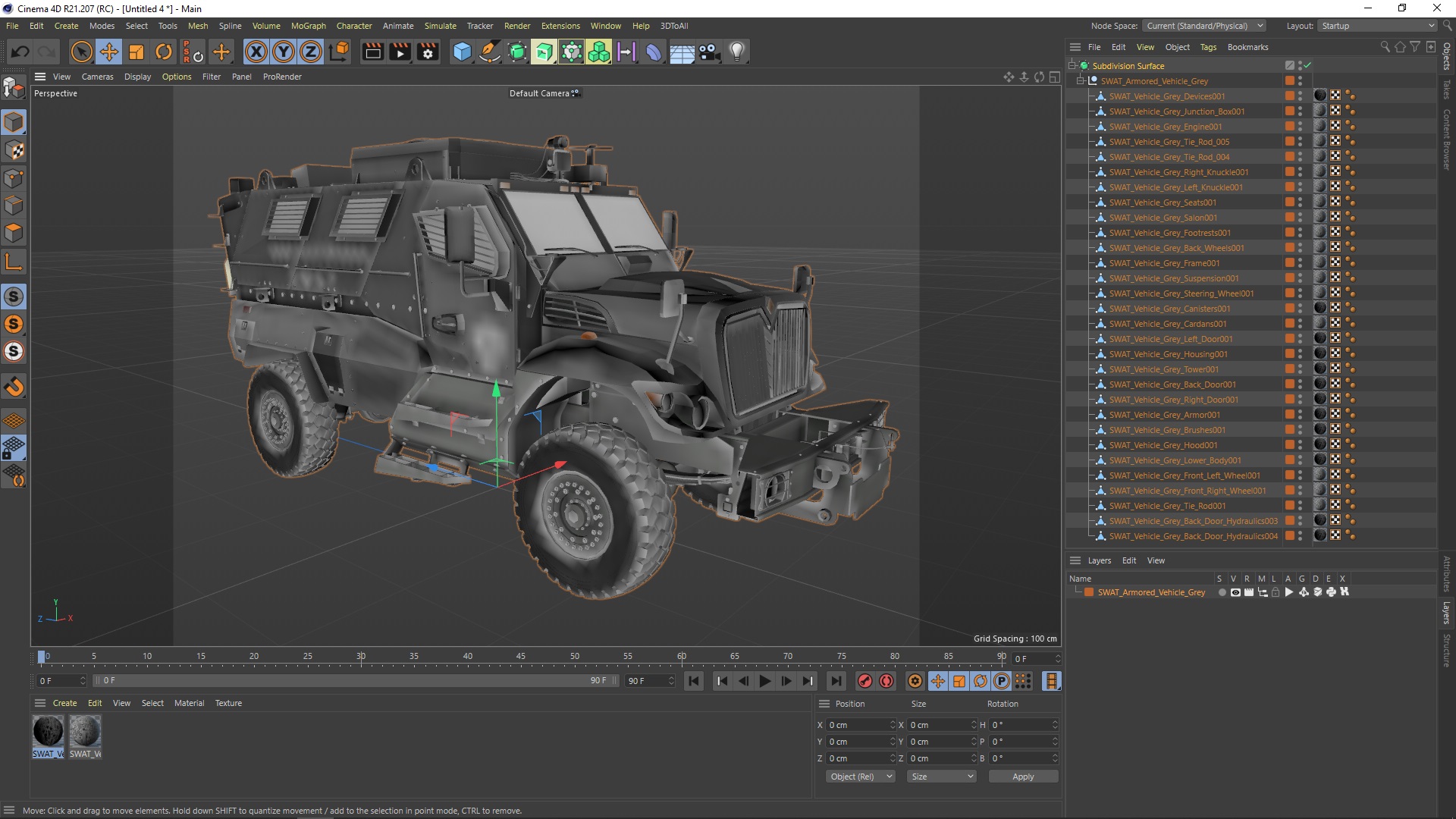 3D model SWAT Armored Vehicle Grey