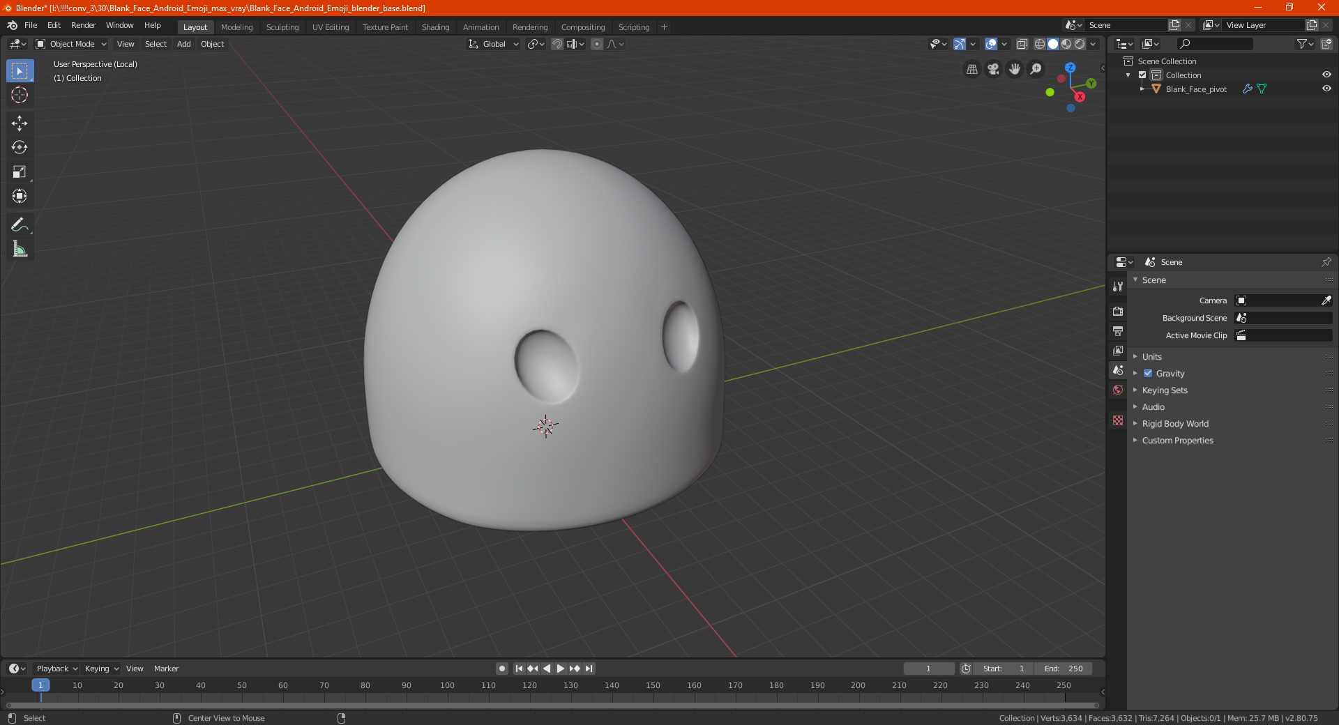 Blank Face Android Emoji 3D model