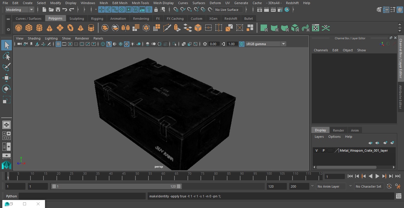 3D Metal Weapon Crate model