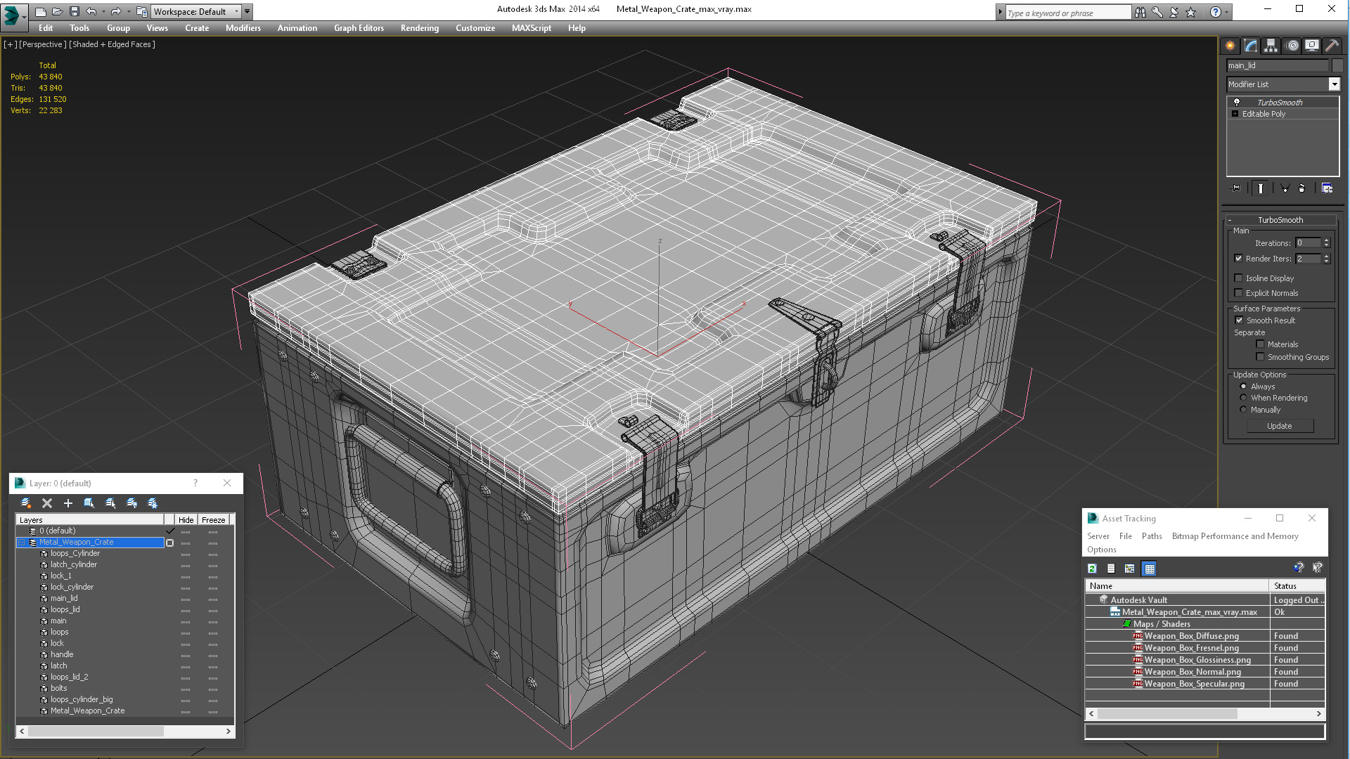 3D Metal Weapon Crate model