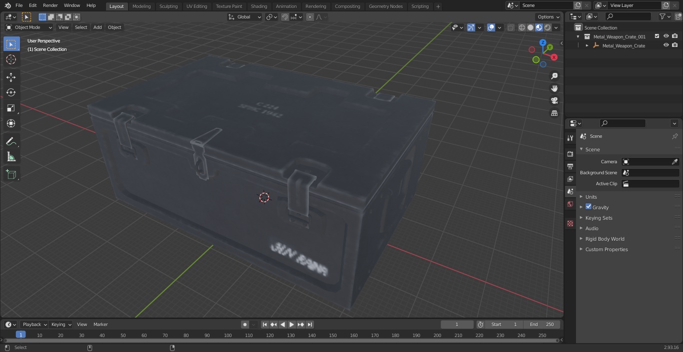 3D Metal Weapon Crate model