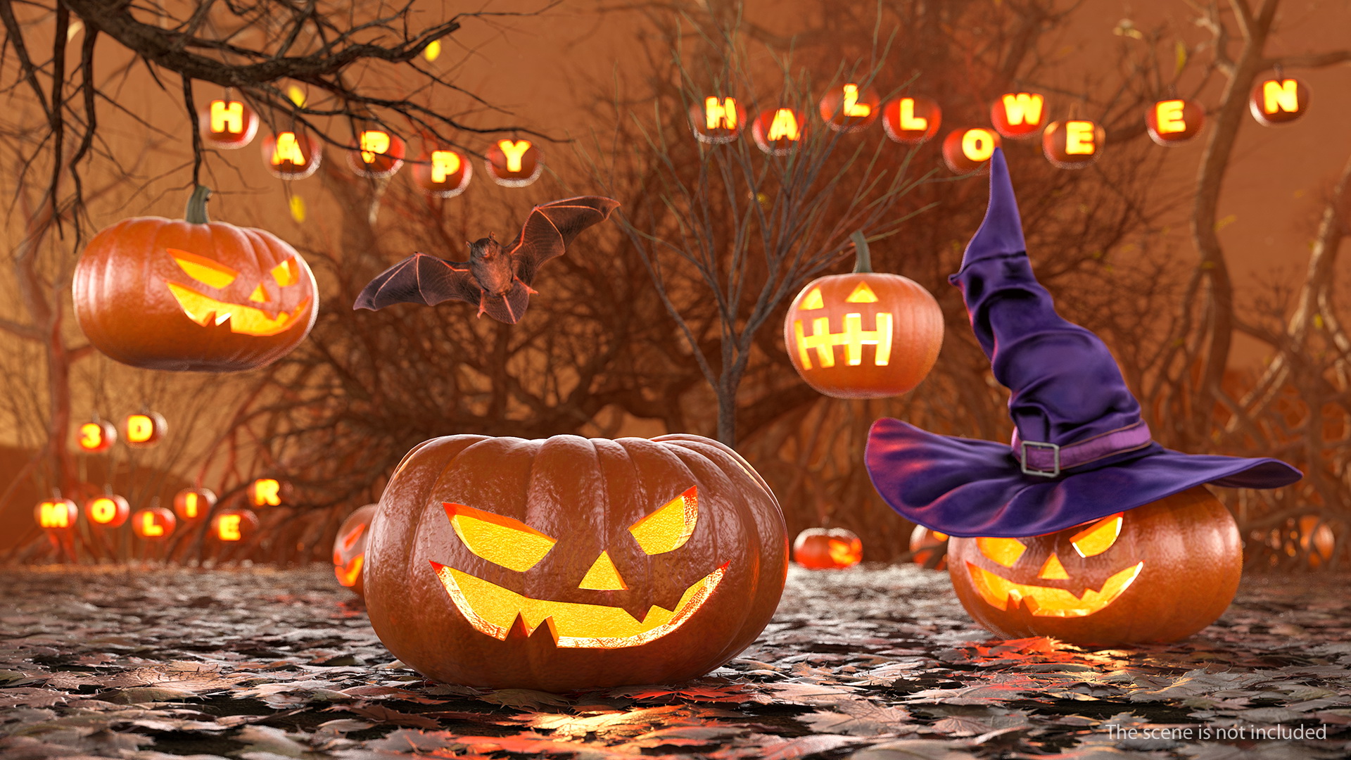 Realistic Halloween Pumpkin 3D