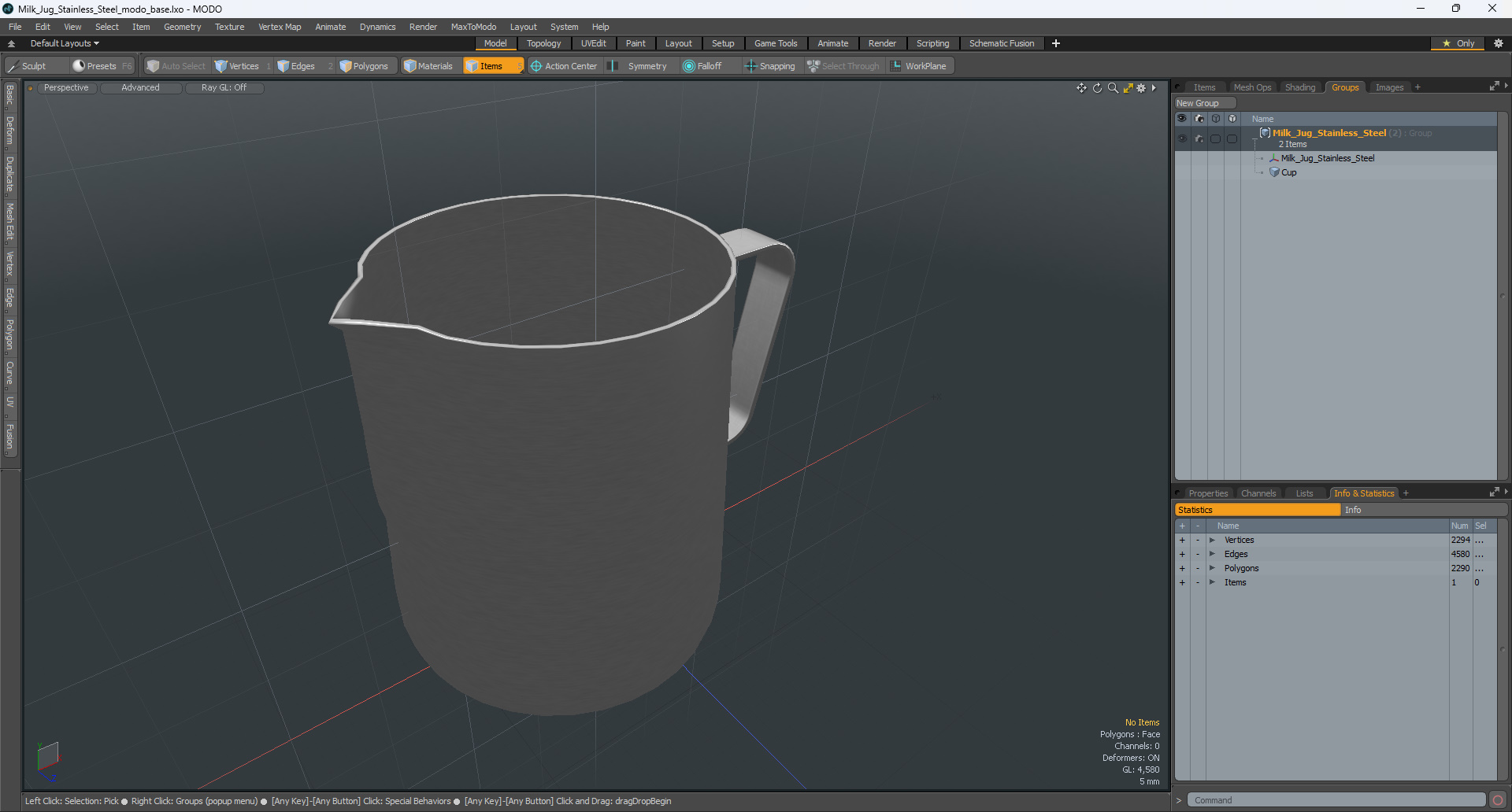 Milk Jug Stainless Steel 3D model