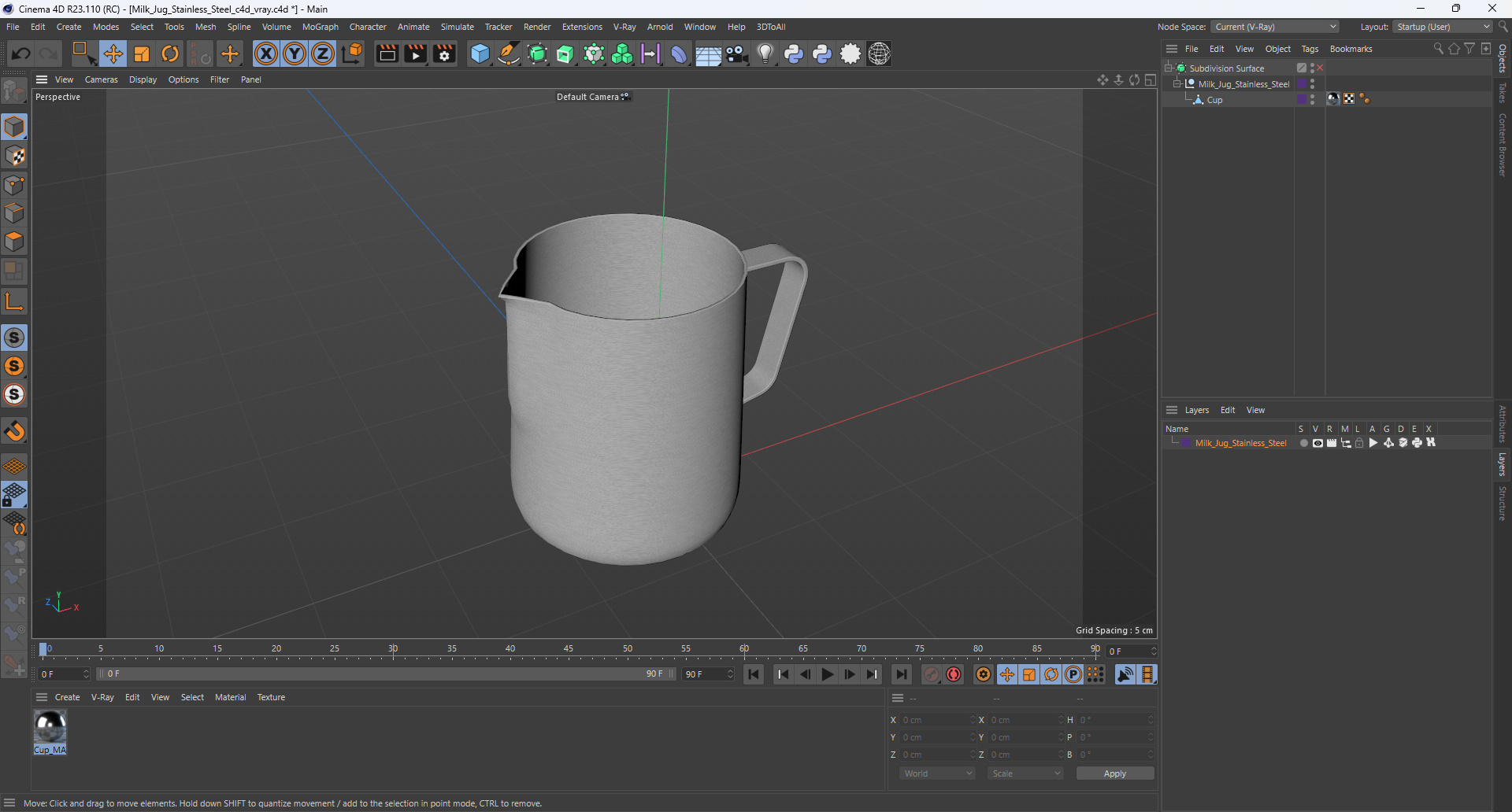 Milk Jug Stainless Steel 3D model