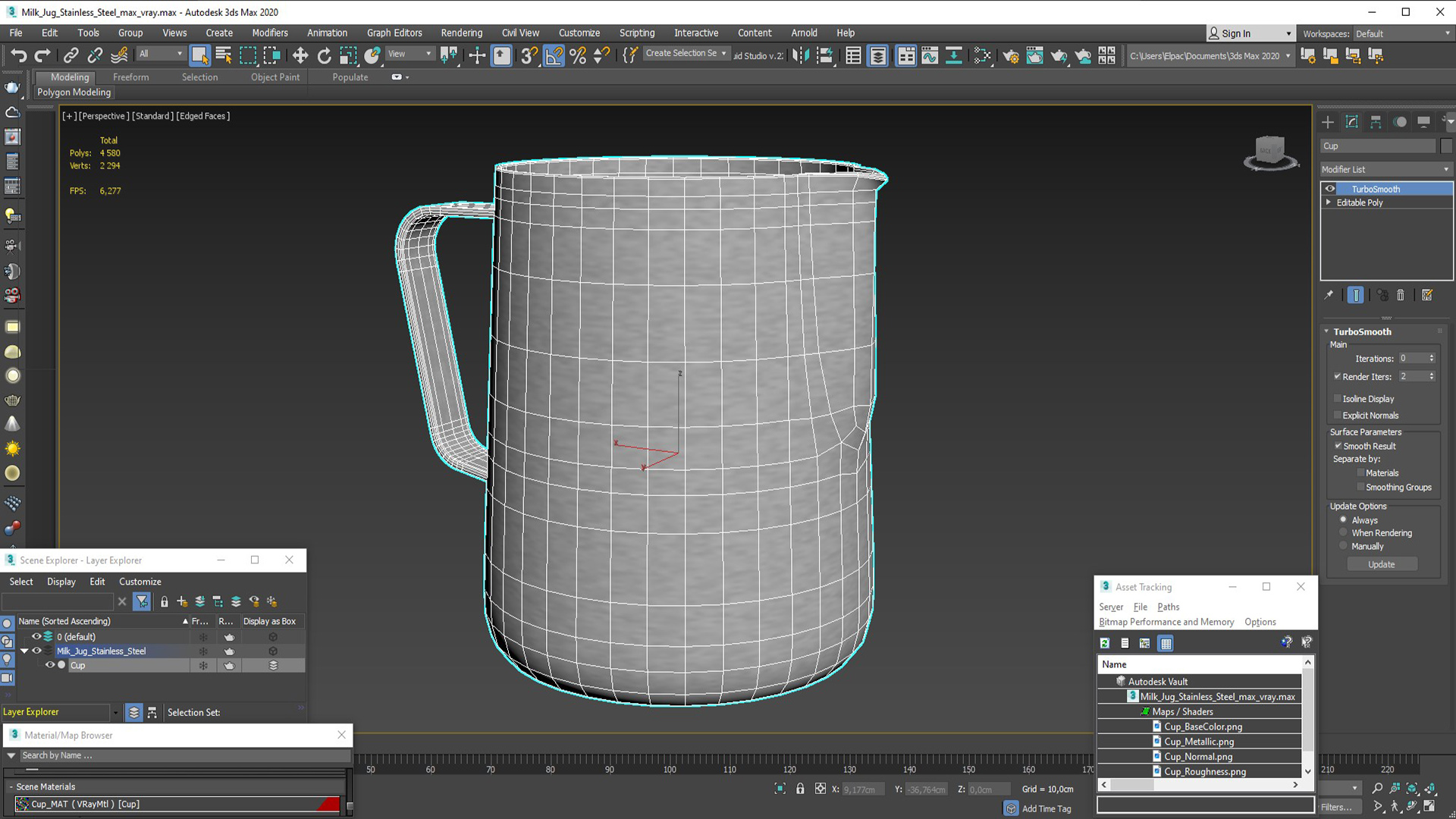 Milk Jug Stainless Steel 3D model