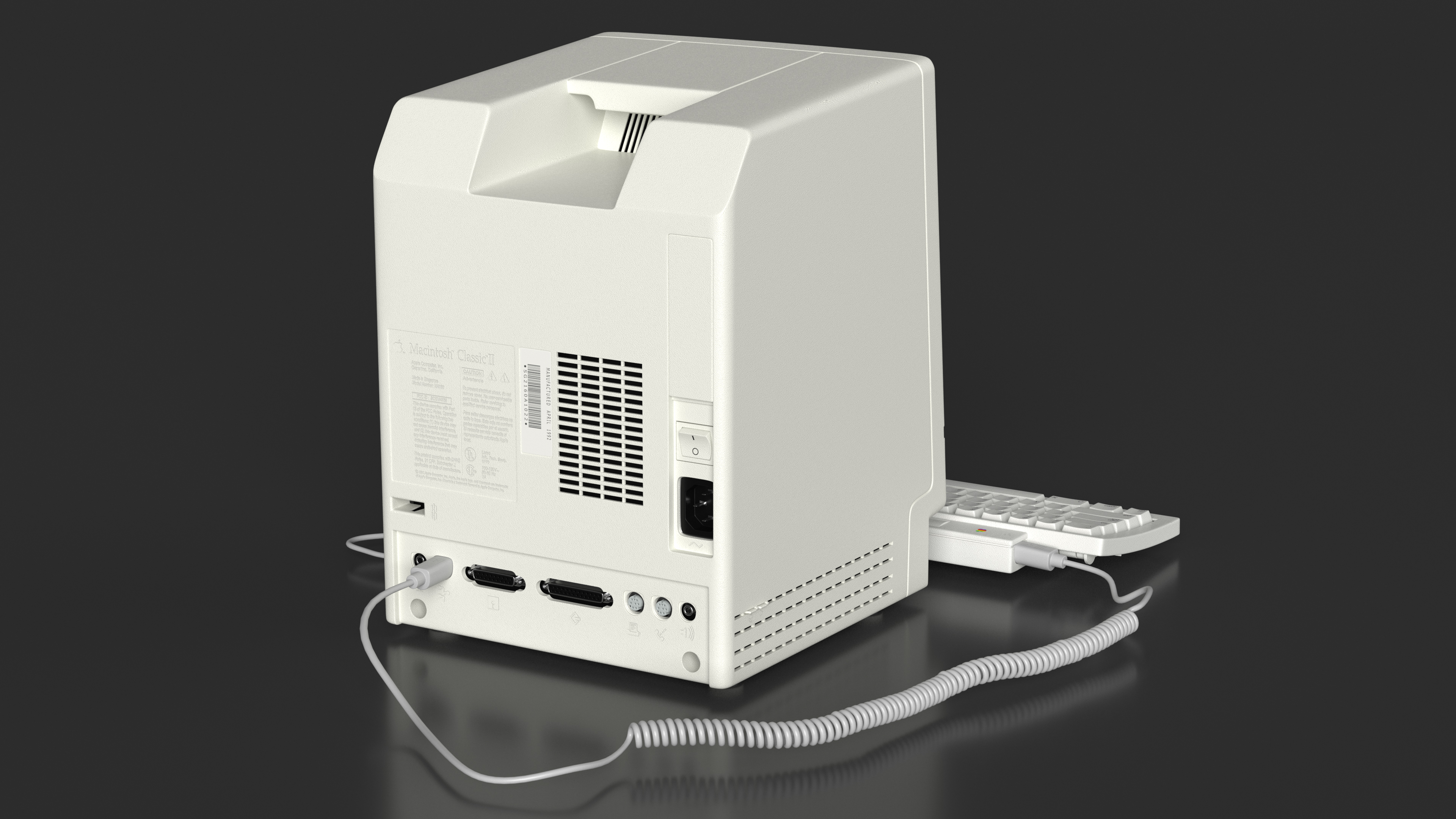Vintage Apple Macintosh Classic II Computer with Mouse and Keyboard 3D