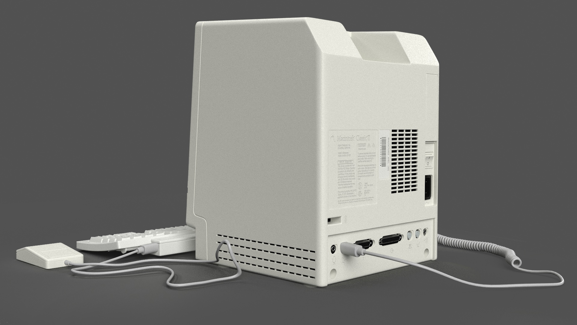 Vintage Apple Macintosh Classic II Computer with Mouse and Keyboard 3D