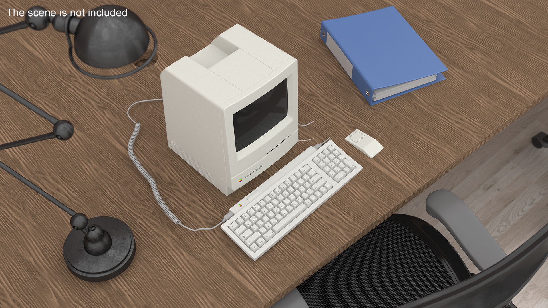 Vintage Apple Macintosh Classic II Computer with Mouse and Keyboard 3D
