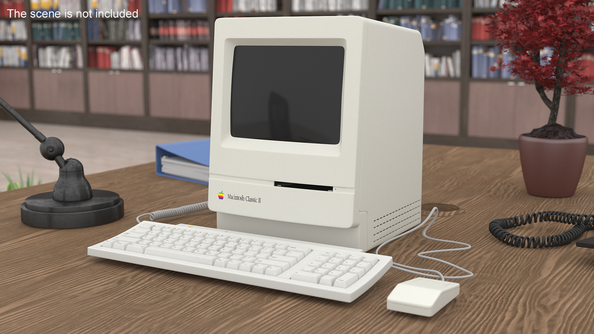 Vintage Apple Macintosh Classic II Computer with Mouse and Keyboard 3D