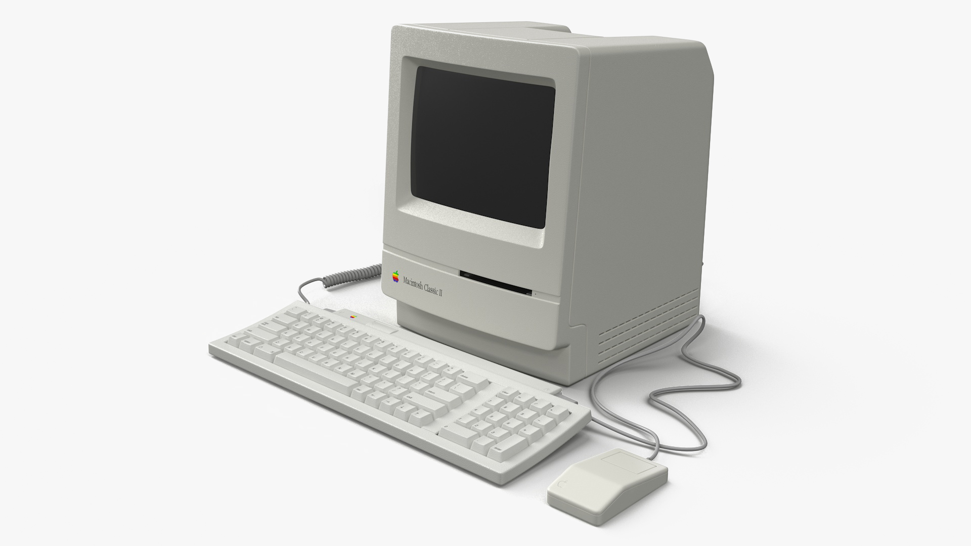 Vintage Apple Macintosh Classic II Computer with Mouse and Keyboard 3D