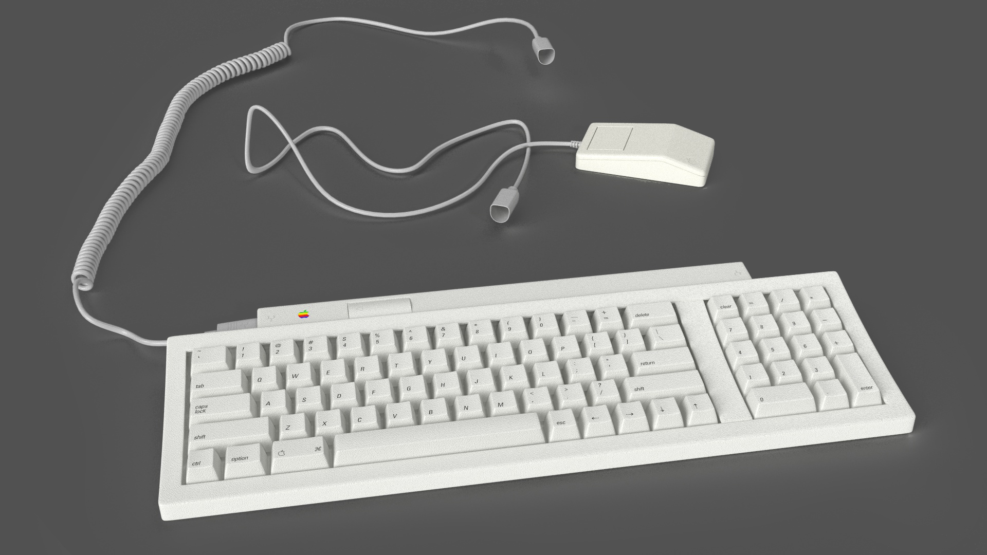 Vintage Apple Macintosh Classic II Computer with Mouse and Keyboard 3D