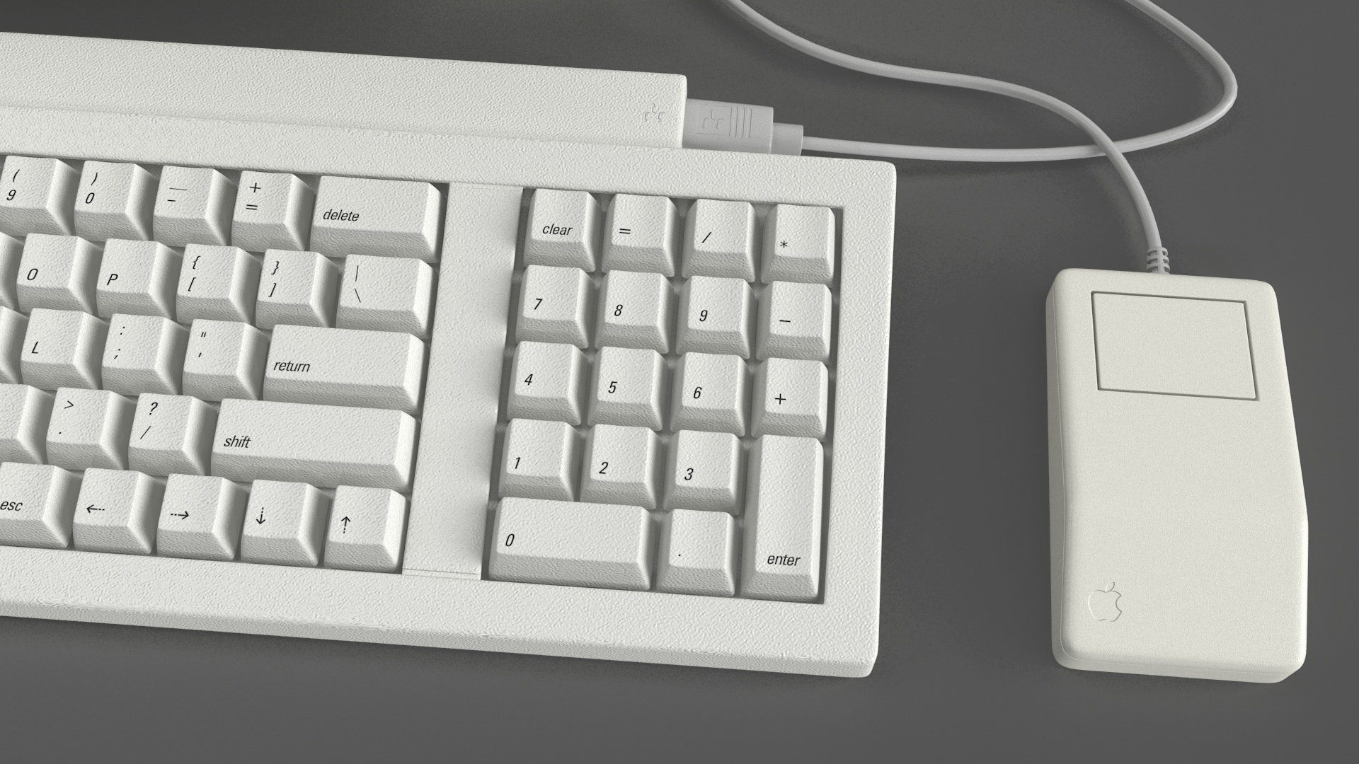 Vintage Apple Macintosh Classic II Computer with Mouse and Keyboard 3D