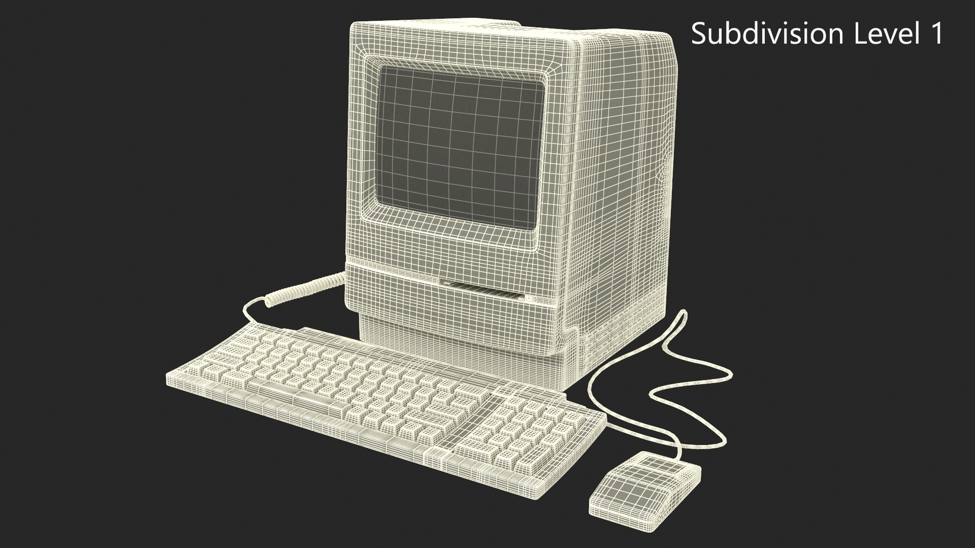 Vintage Apple Macintosh Classic II Computer with Mouse and Keyboard 3D
