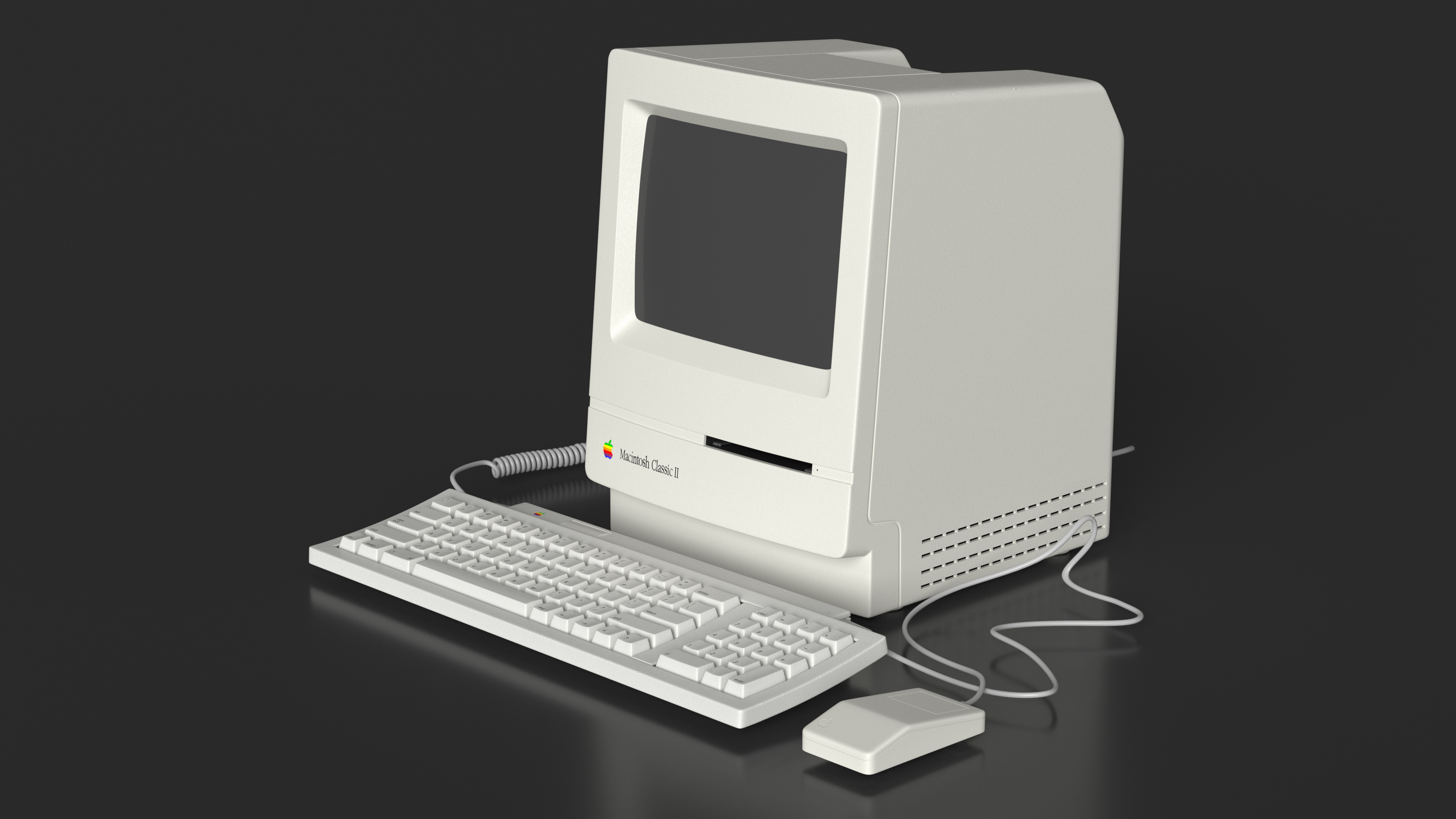 Vintage Apple Macintosh Classic II Computer with Mouse and Keyboard 3D