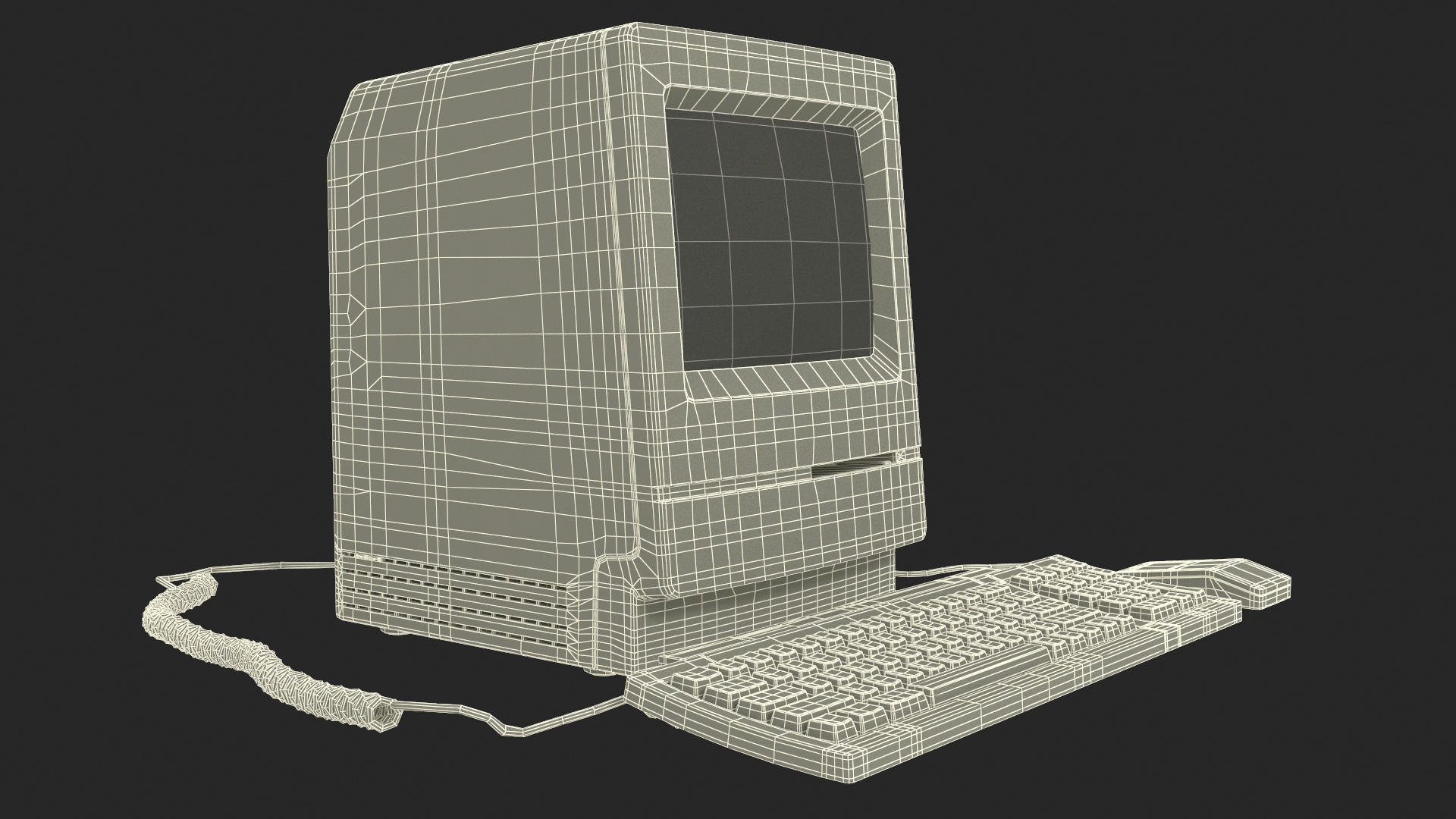 Vintage Apple Macintosh Classic II Computer with Mouse and Keyboard 3D