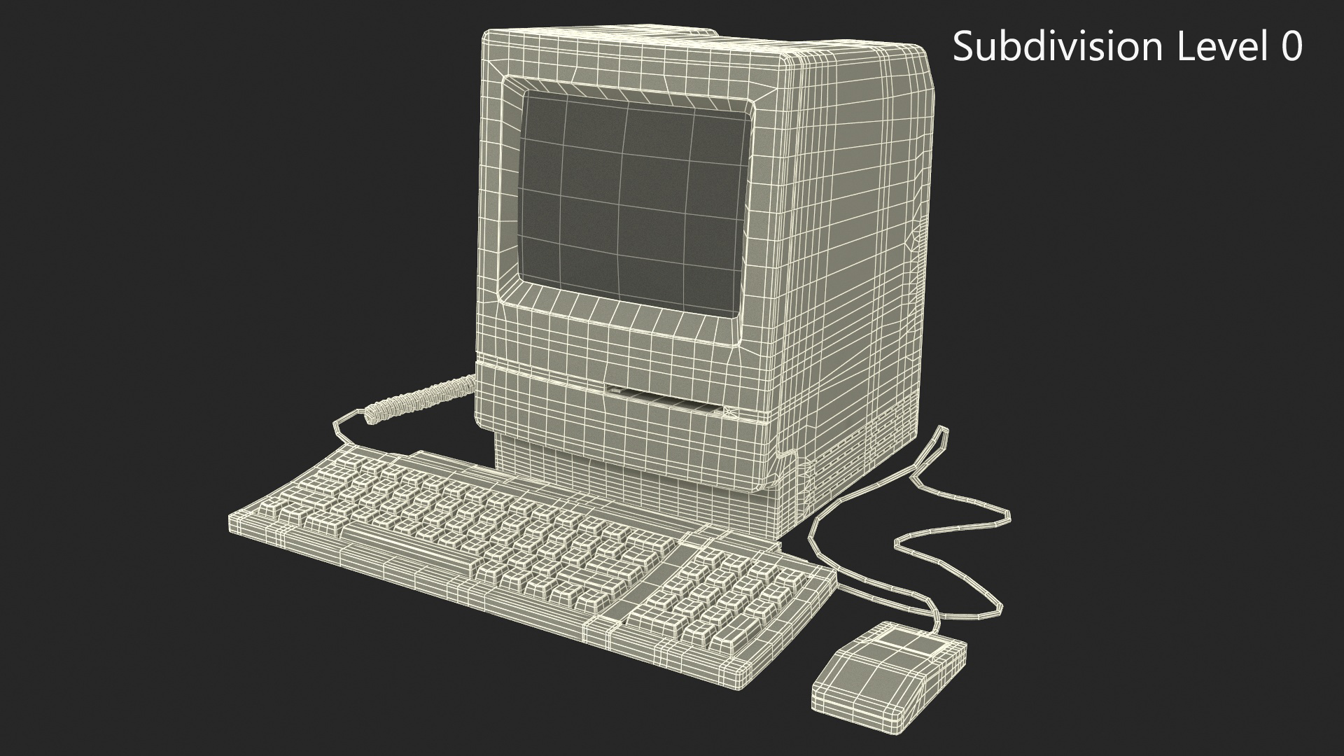 Vintage Apple Macintosh Classic II Computer with Mouse and Keyboard 3D