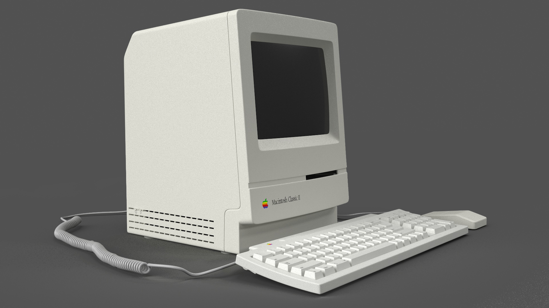 Vintage Apple Macintosh Classic II Computer with Mouse and Keyboard 3D
