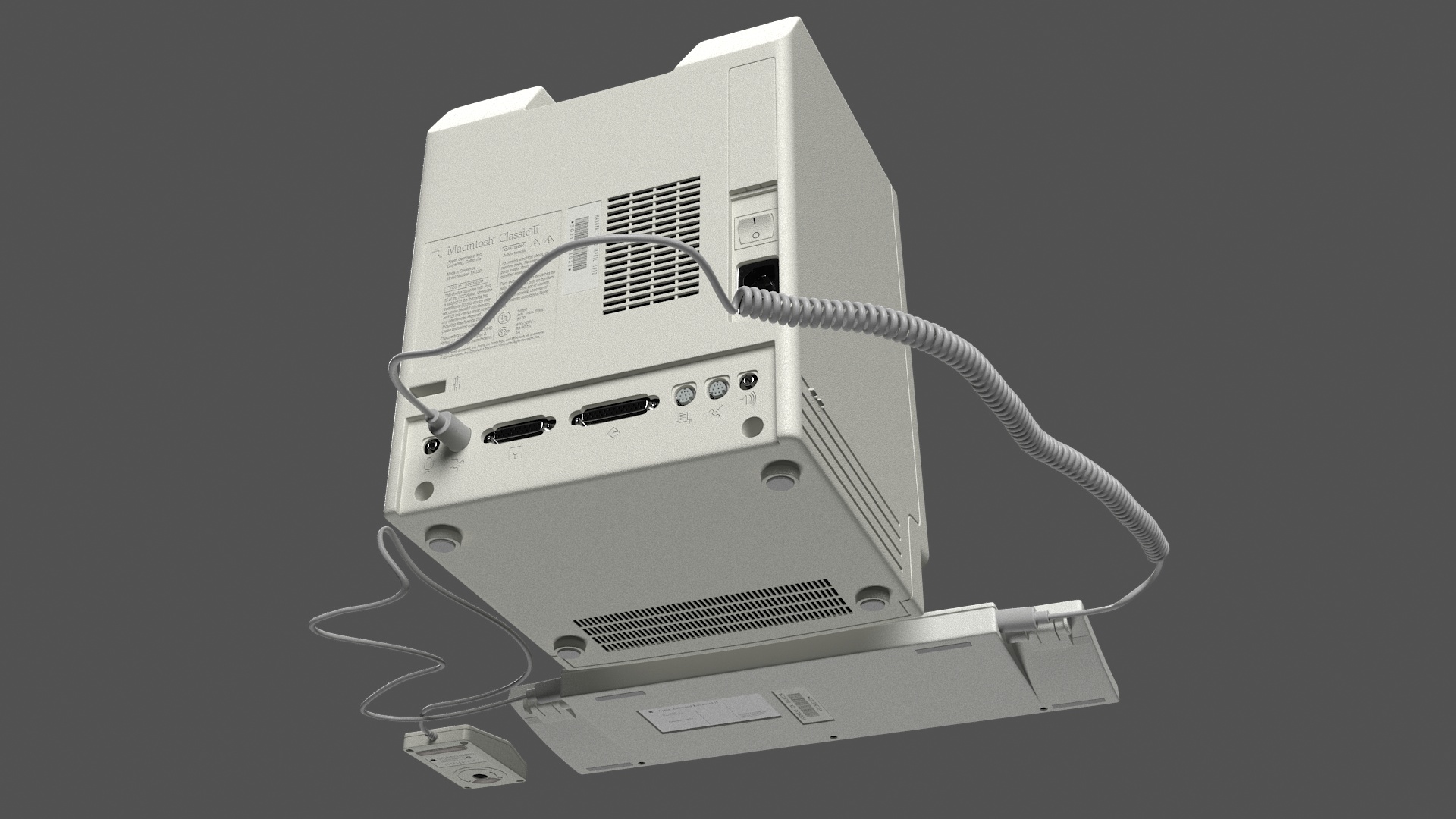 Vintage Apple Macintosh Classic II Computer with Mouse and Keyboard 3D