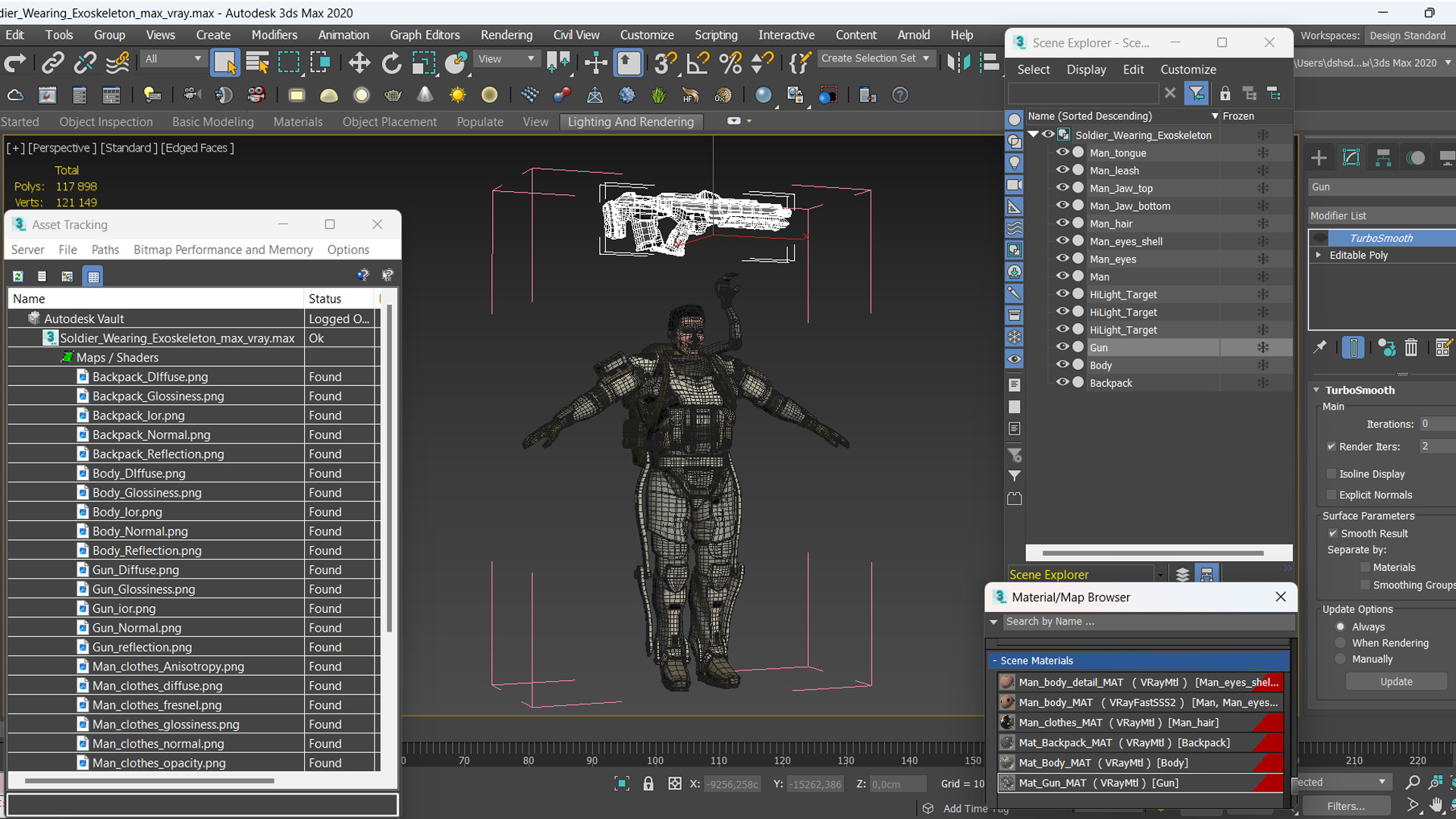 Soldier Wearing Exoskeleton 3D